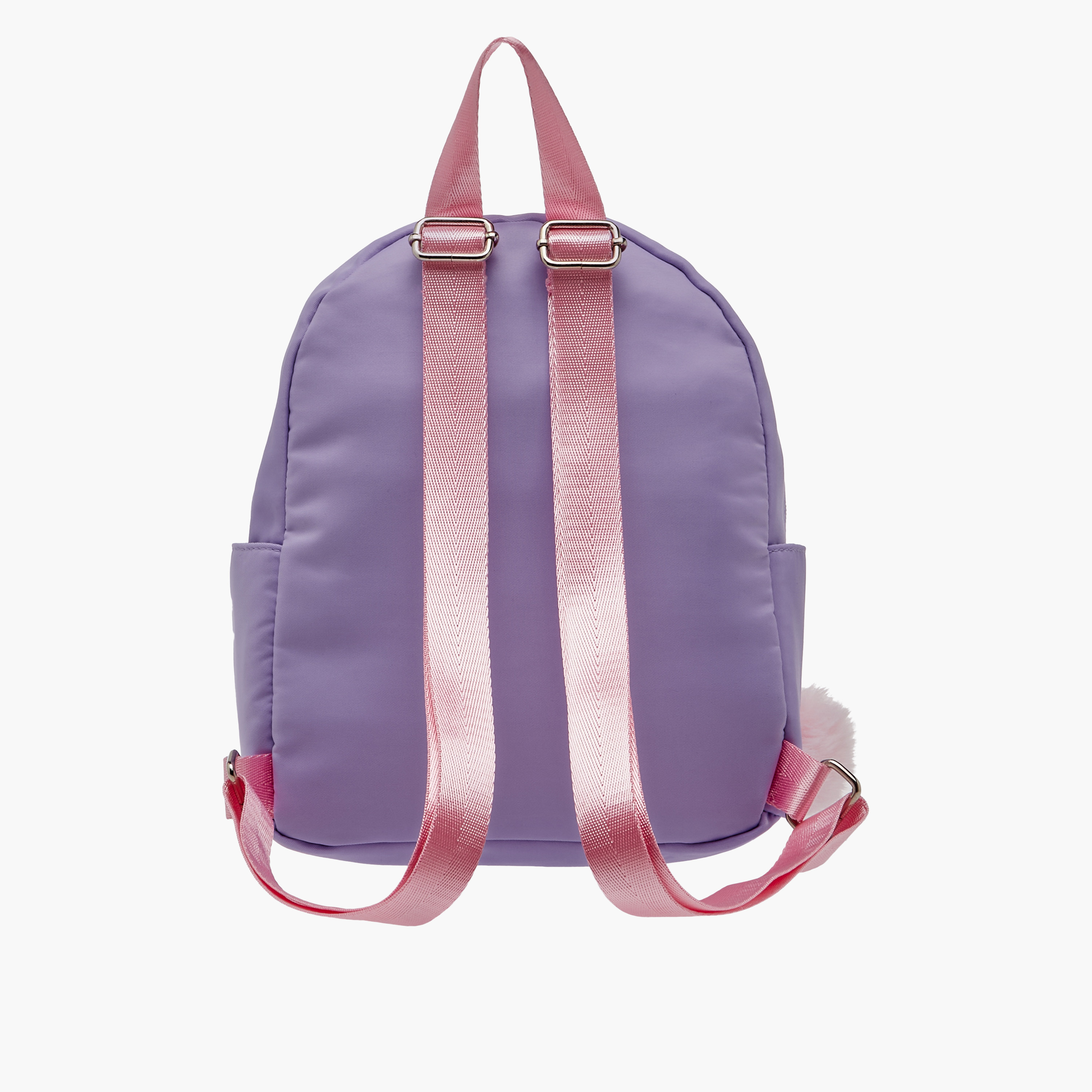 icon Colourblock Backpack with Adjustable Straps and Pom Pom Keychain - 27x23x11 cms-school-bagsandbackpacks-backpacks-image-3