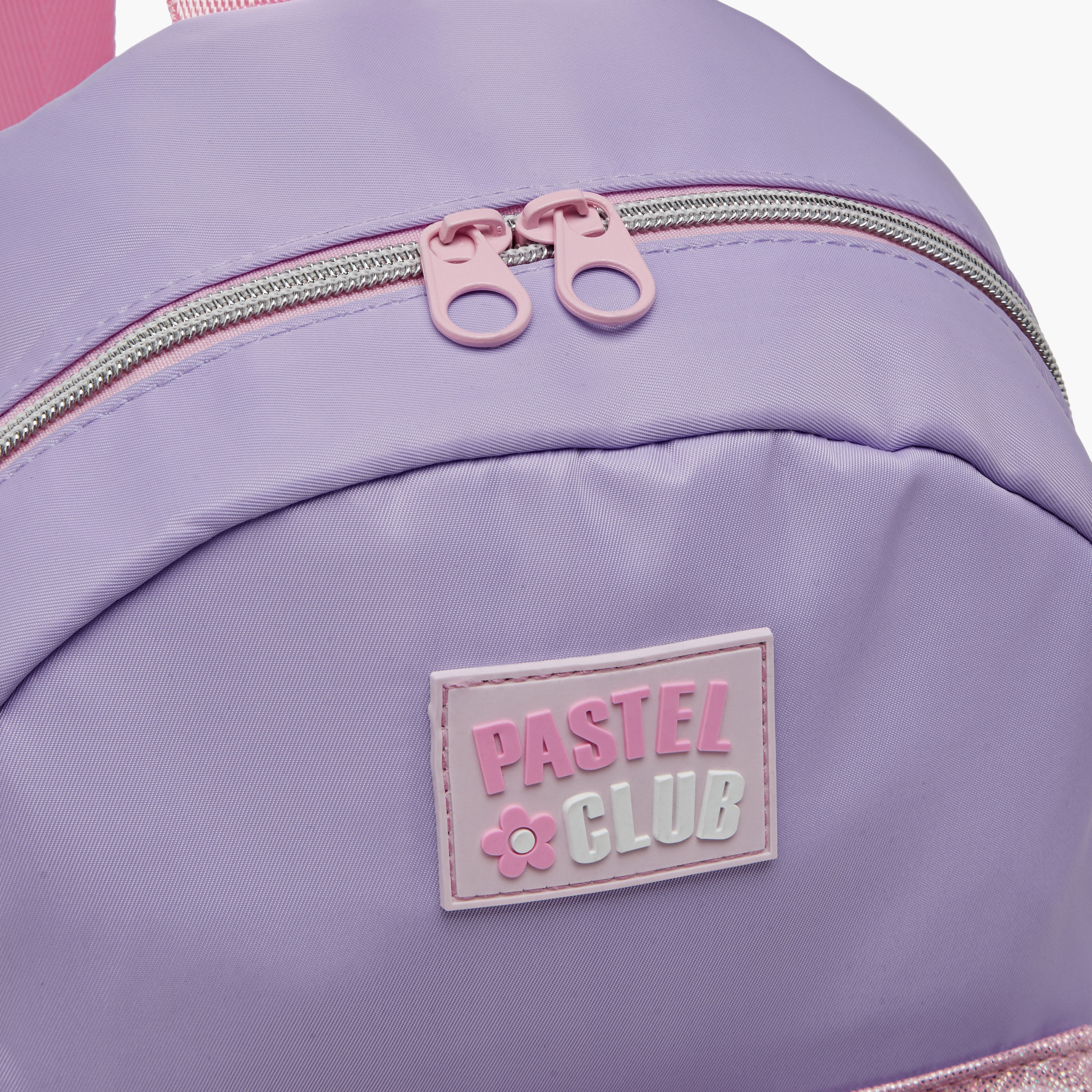 icon Colourblock Backpack with Adjustable Straps and Pom Pom Keychain - 27x23x11 cms-school-bagsandbackpacks-backpacks-image-4