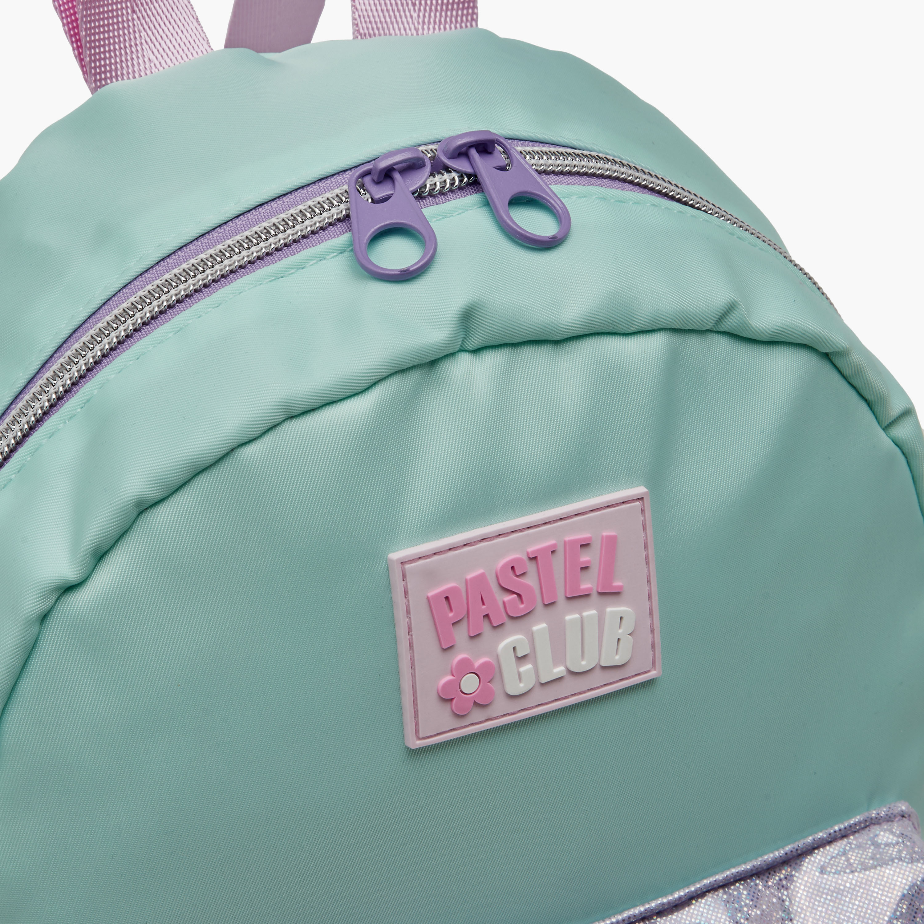 icon Colourblock Backpack with Adjustable Straps and Pom Pom Keychain - 27x23x11 cms-school-bagsandbackpacks-backpacks-image-5