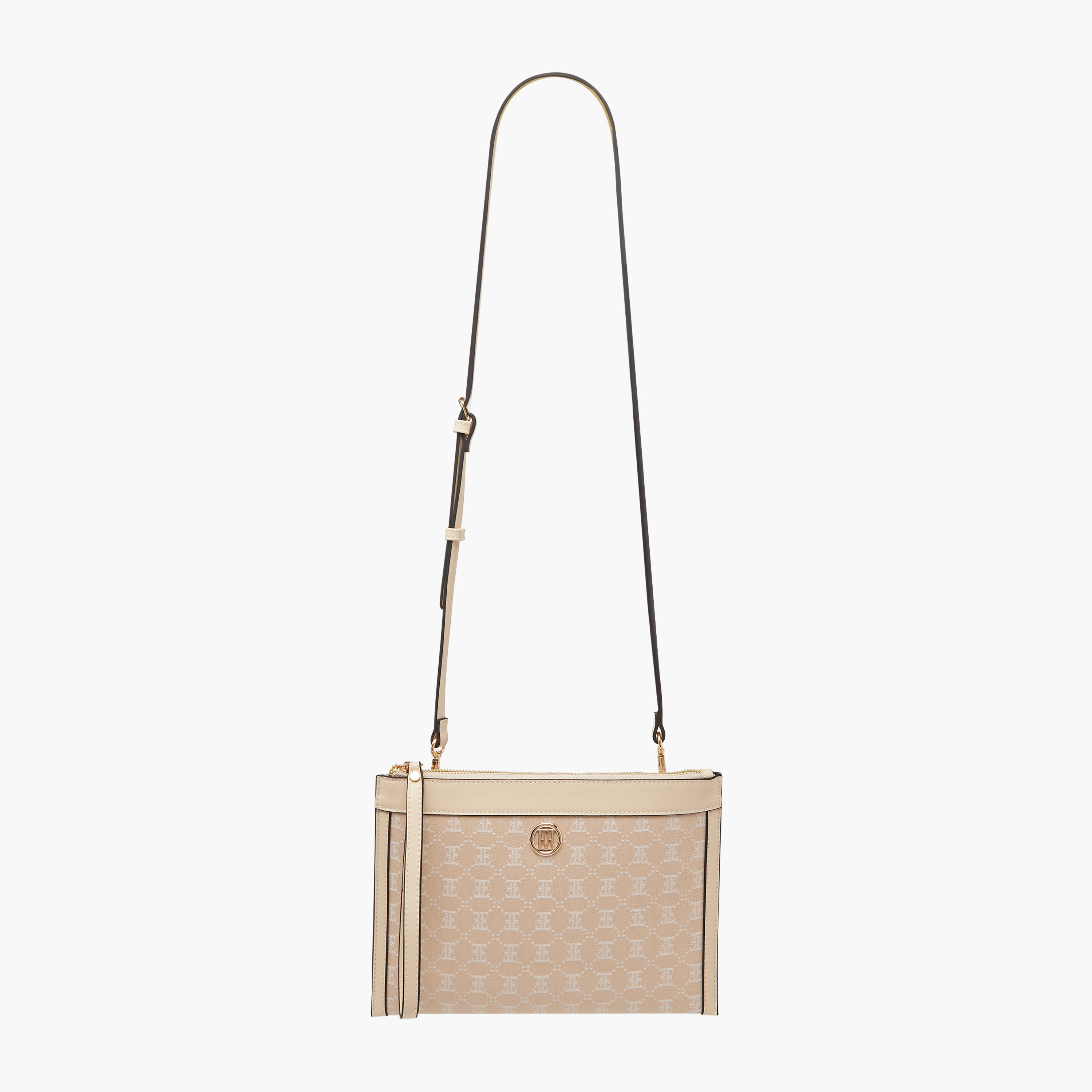 Elle Monogram Textured Crossbody Bag with Adjustable Strap-women-bagsandwallets-handbags-image-2