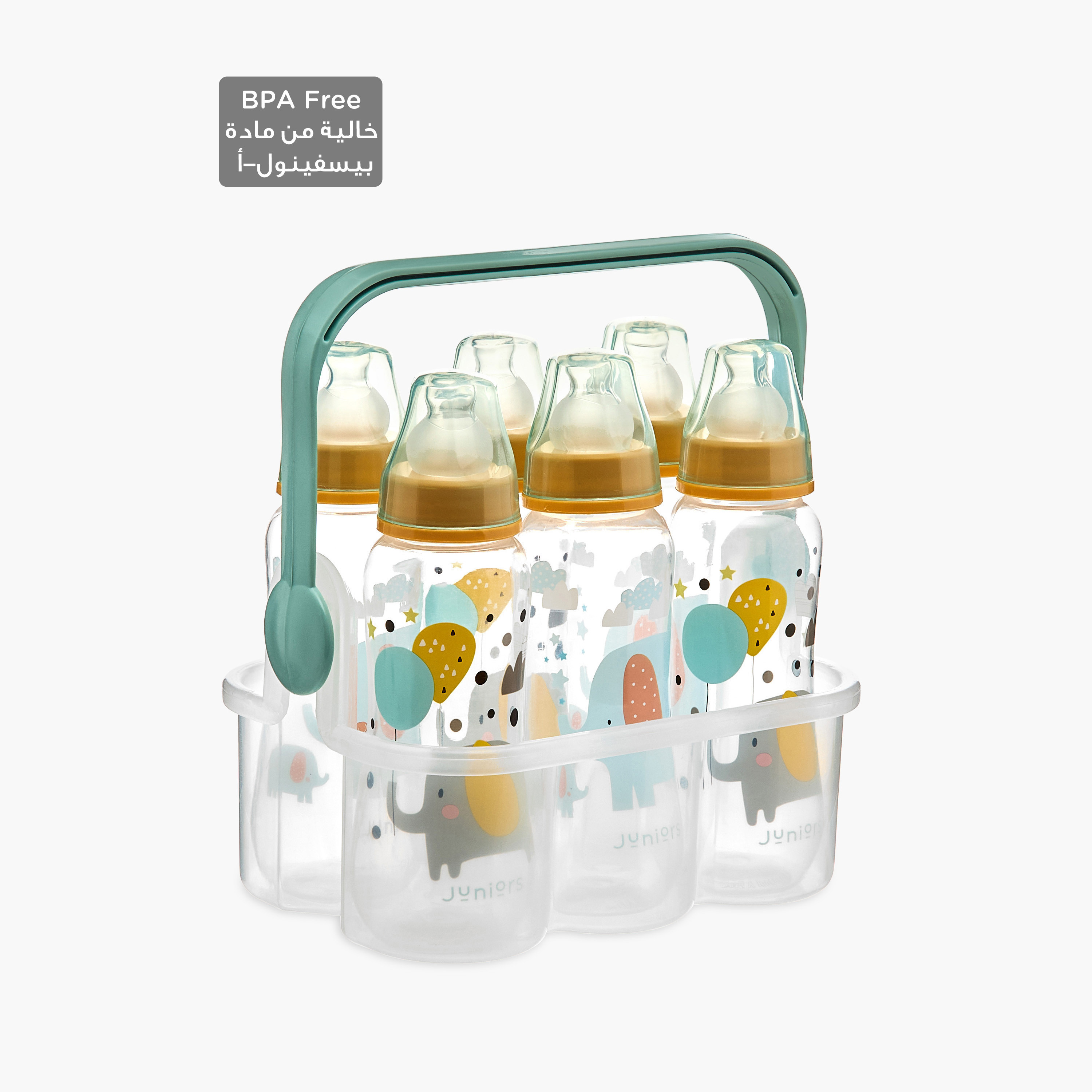 Juniors 6-Piece Feeding Bottle with Caddy Set-baby-feeding-feedingbottles-bottlesandteats-image-1