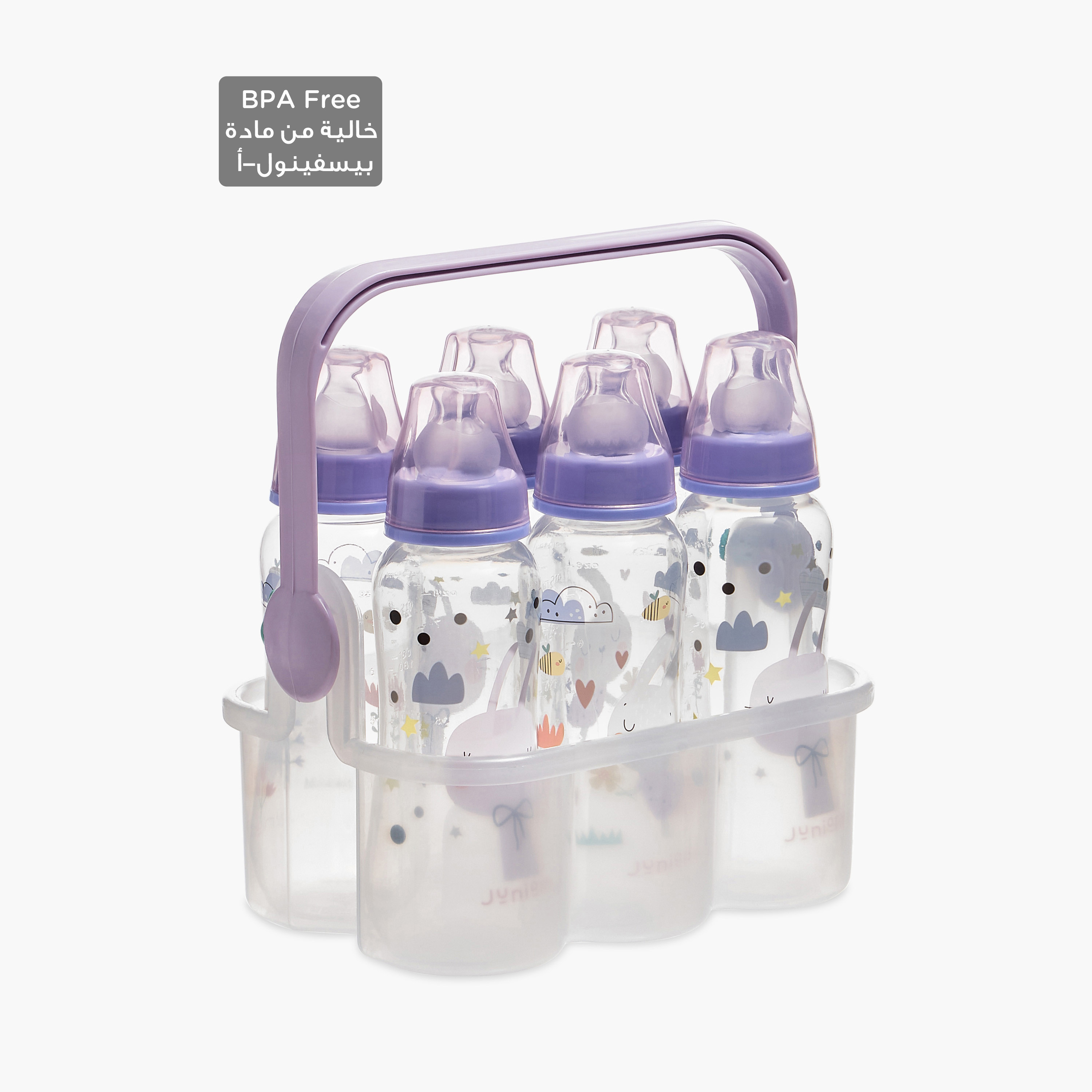 طقم رضاعة 6 قطع مع حامل من جونيورز-baby-feeding-feedingbottles-bottlesandteats-image-10