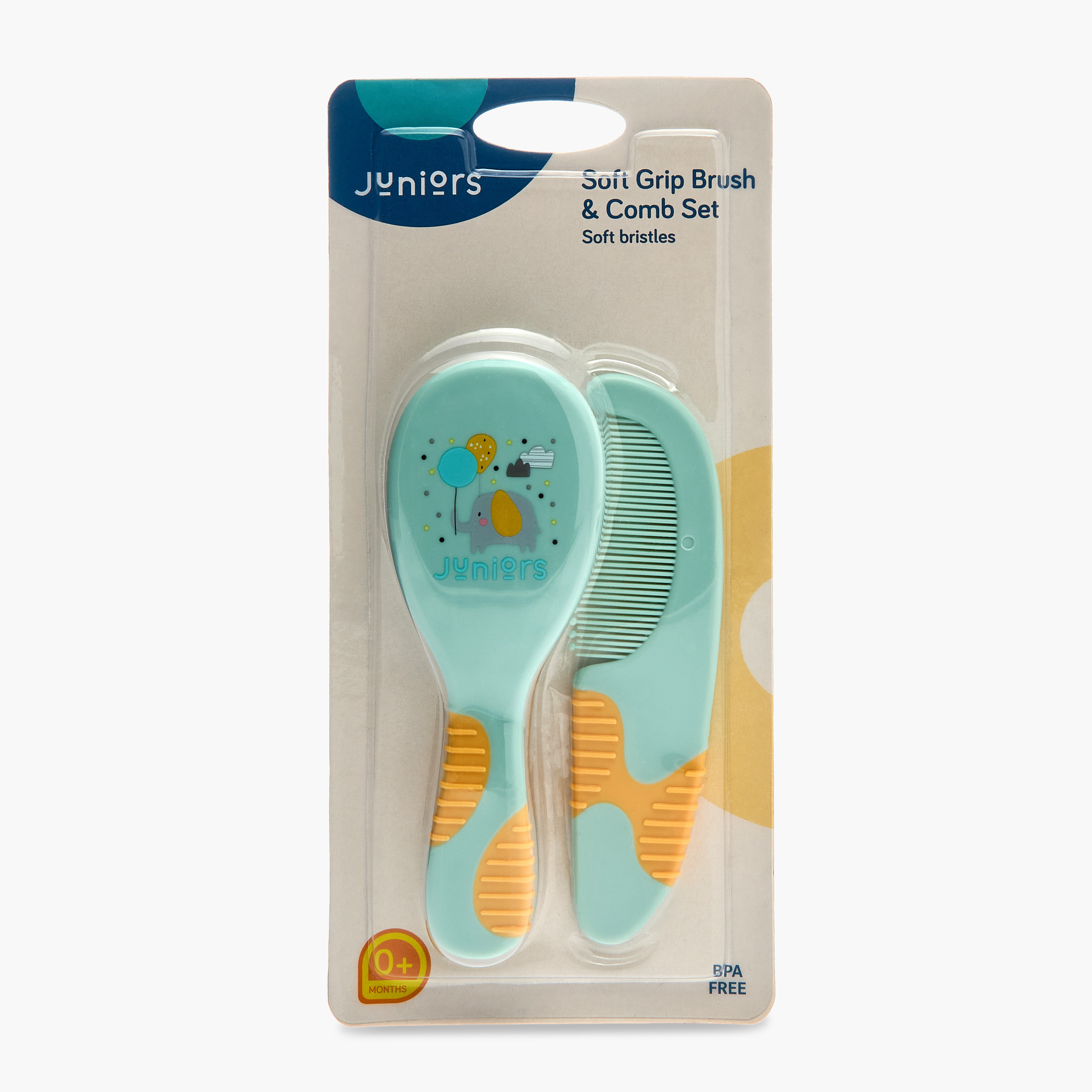 طقم مشط وفرشاة بمقبض ناعم من جونيورز-baby-bathandcare-grooming-image-2