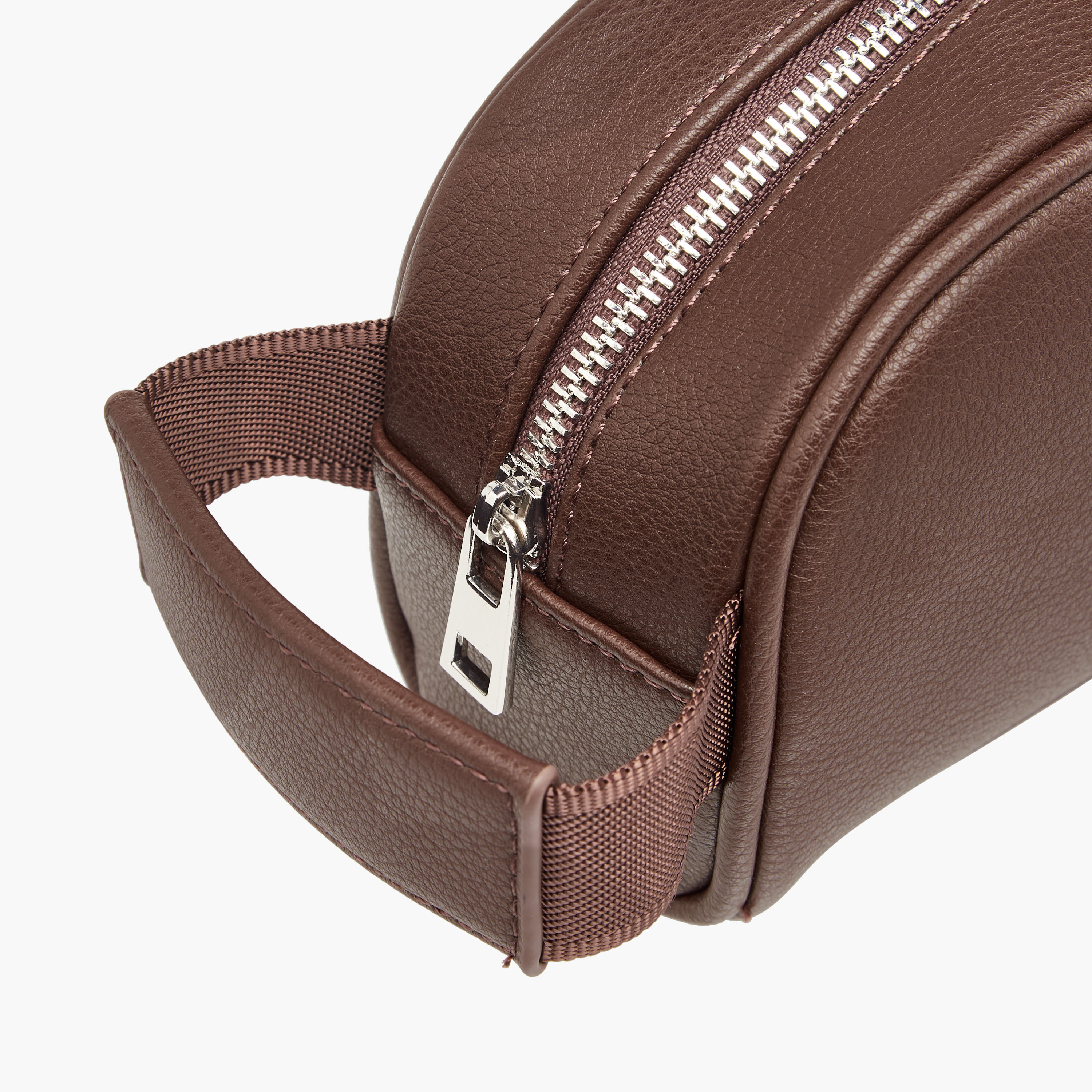 Duchini Textured Pouch with Zip Closure and Wristlet Strap-men-bags-image-4