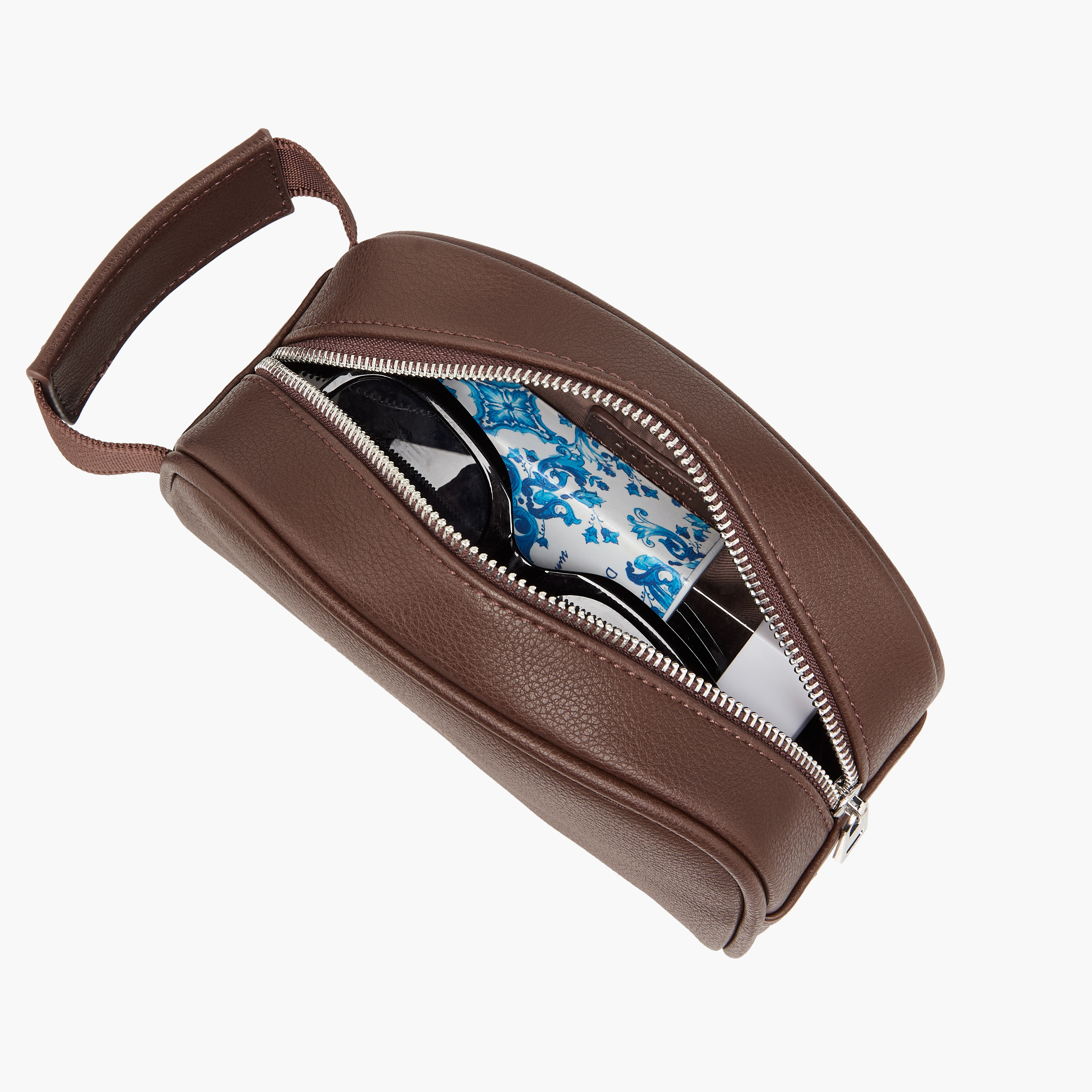 Duchini Textured Pouch with Zip Closure and Wristlet Strap-men-bags-image-7