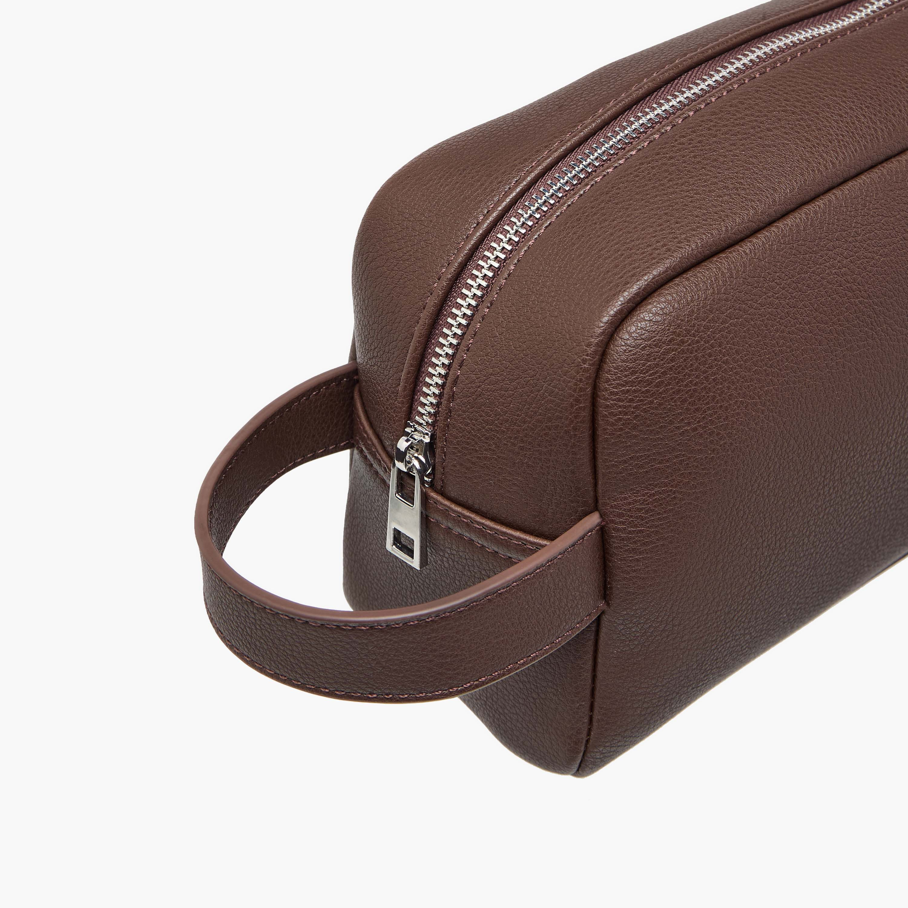 Duchini Textured Pouch with Zip Closure and Wristlet Strap-men-bags-image-3