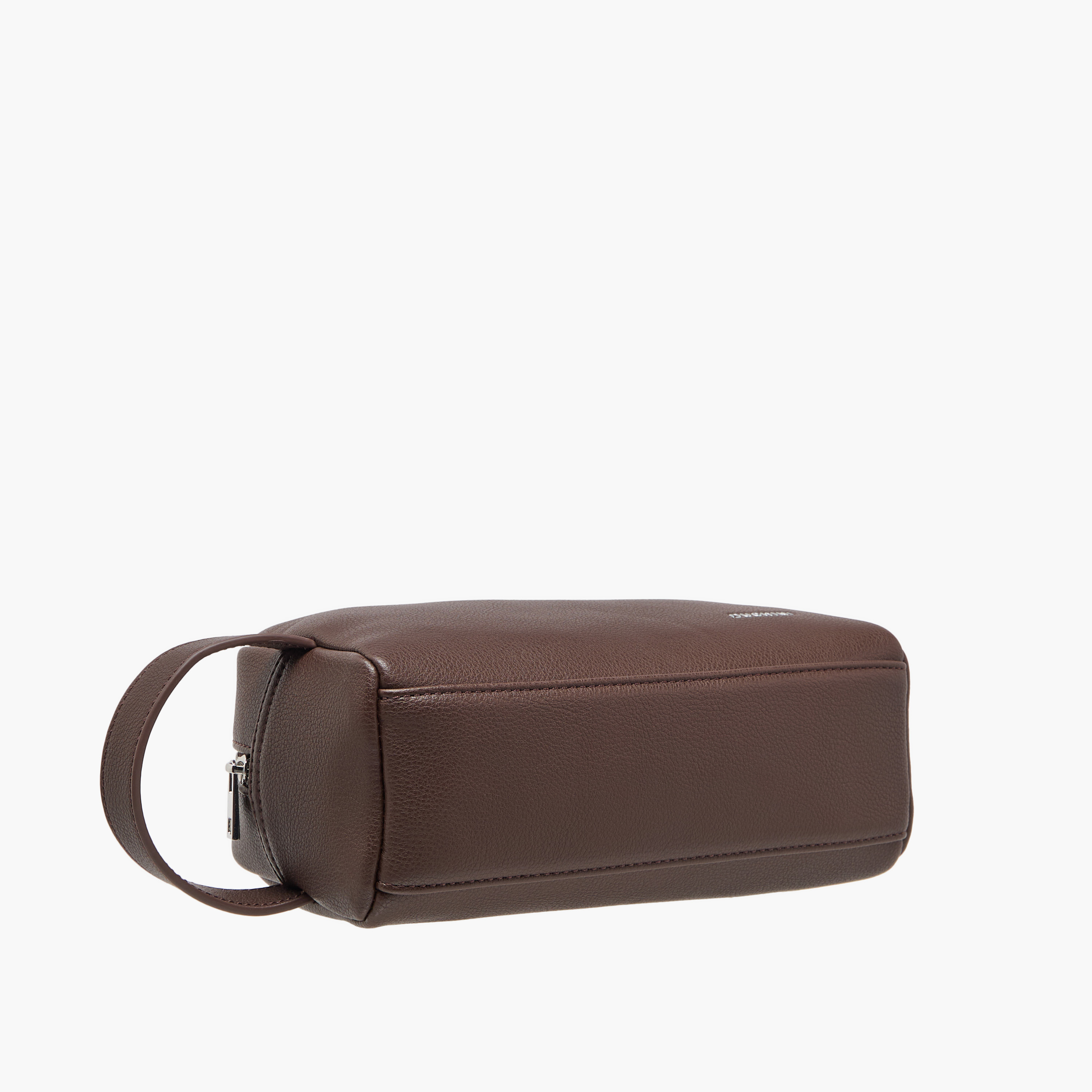 Duchini Textured Pouch with Zip Closure and Wristlet Strap-men-bags-image-4