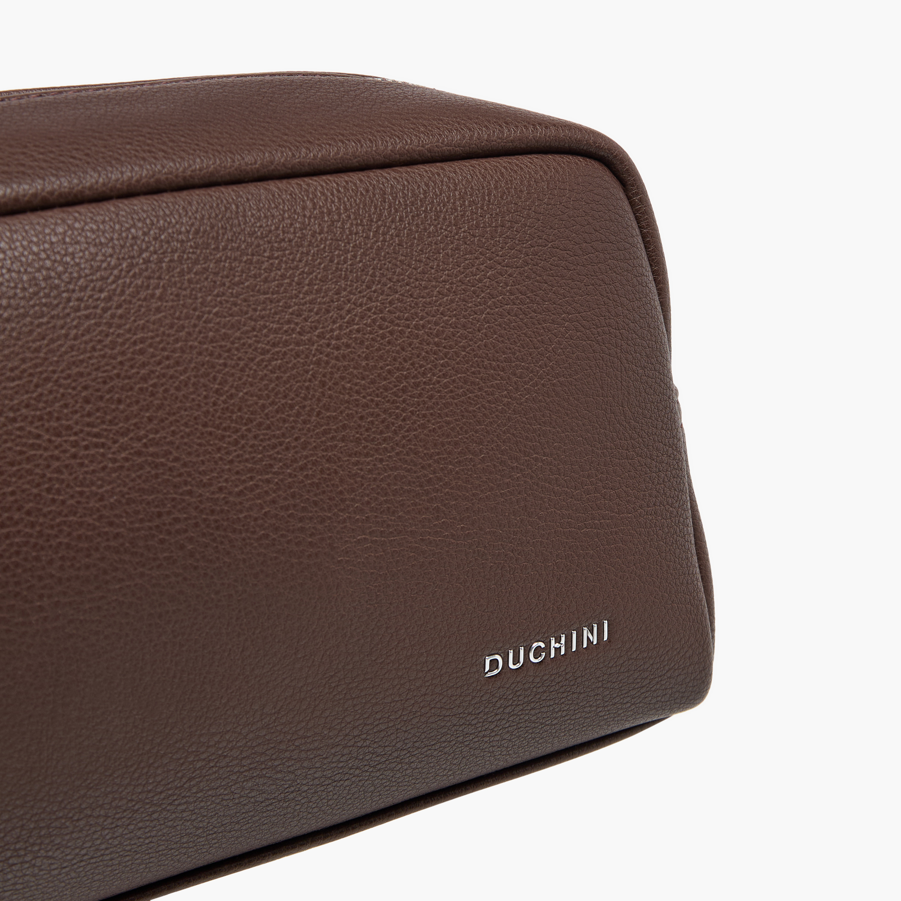 Duchini Textured Pouch with Zip Closure and Wristlet Strap-men-bags-image-5