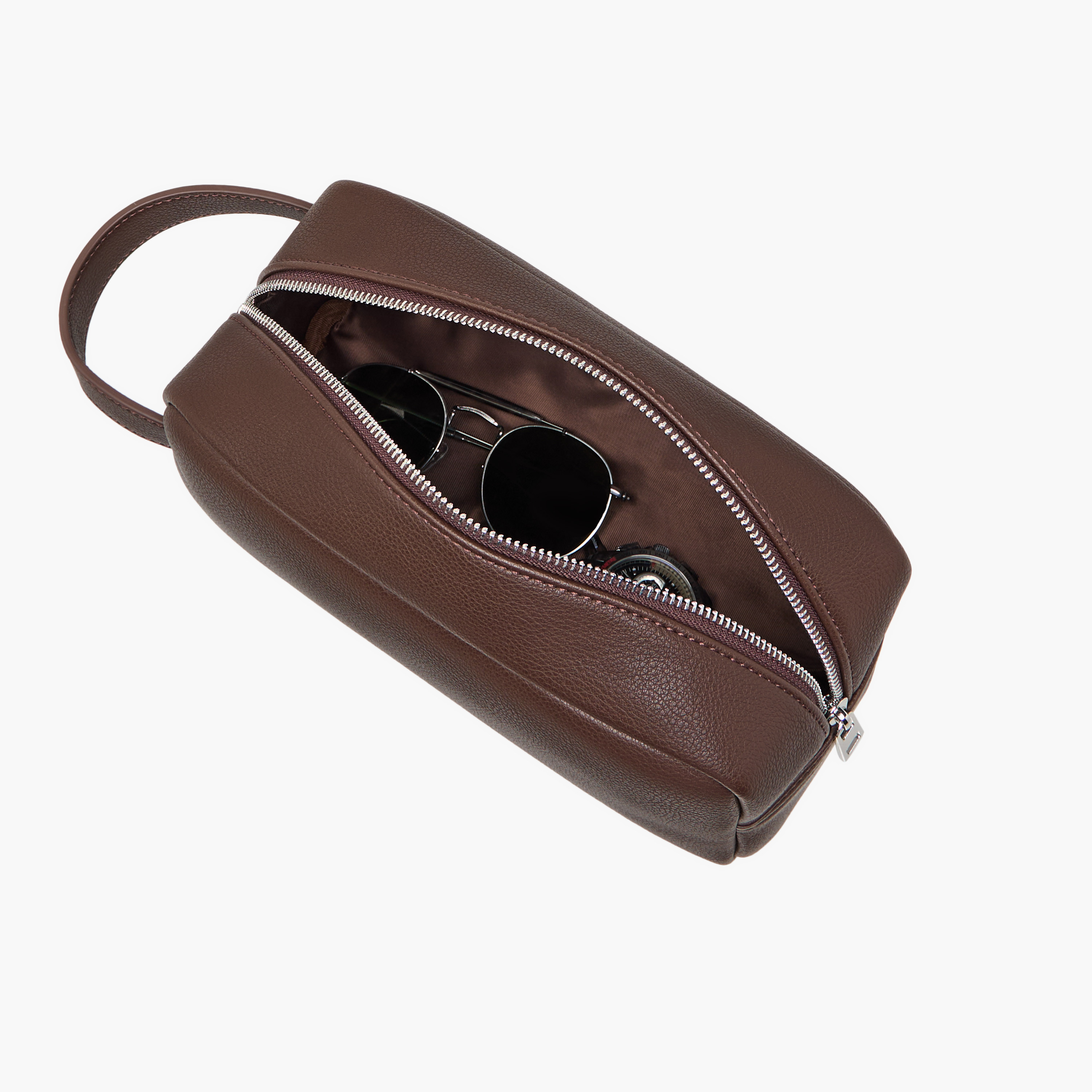 Duchini Textured Pouch with Zip Closure and Wristlet Strap-men-bags-image-6