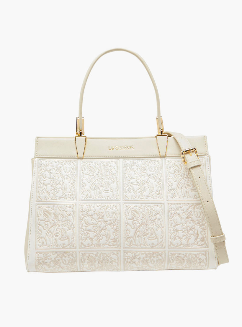Le Confort Embroidered Tote Bag with Detachable Strap and Zip Closure-women-bagsandwallets-handbags-image-1