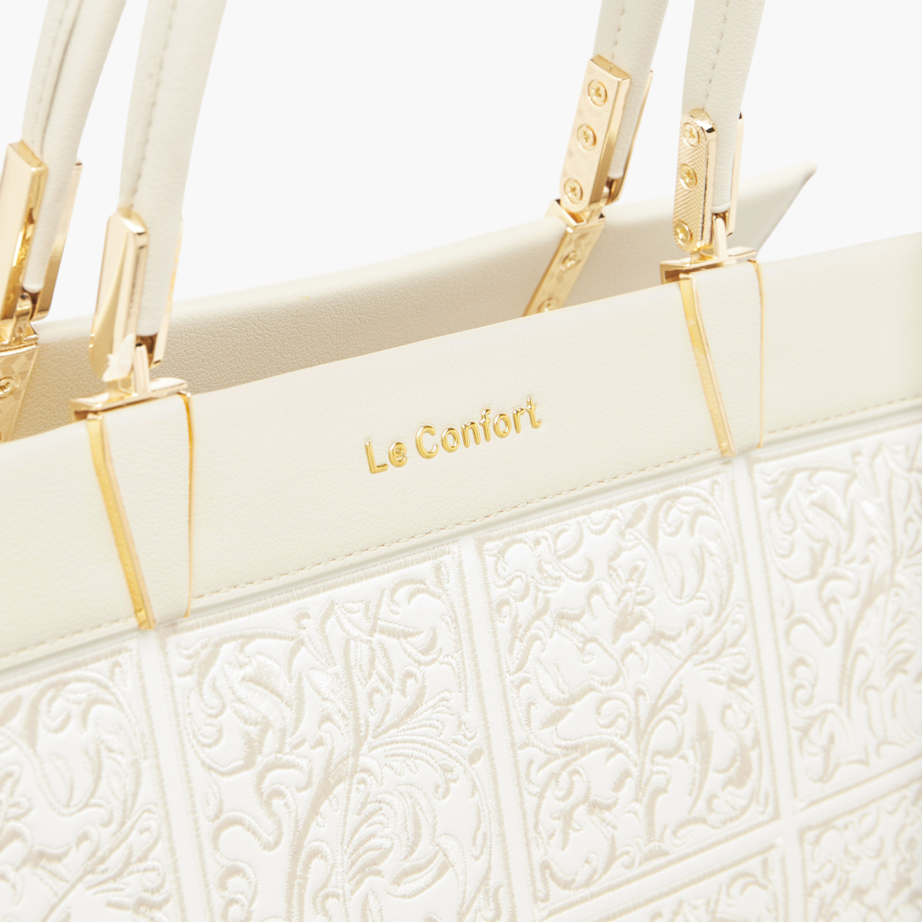 Le Confort Embroidered Tote Bag with Detachable Strap and Zip Closure-women-bagsandwallets-handbags-image-5