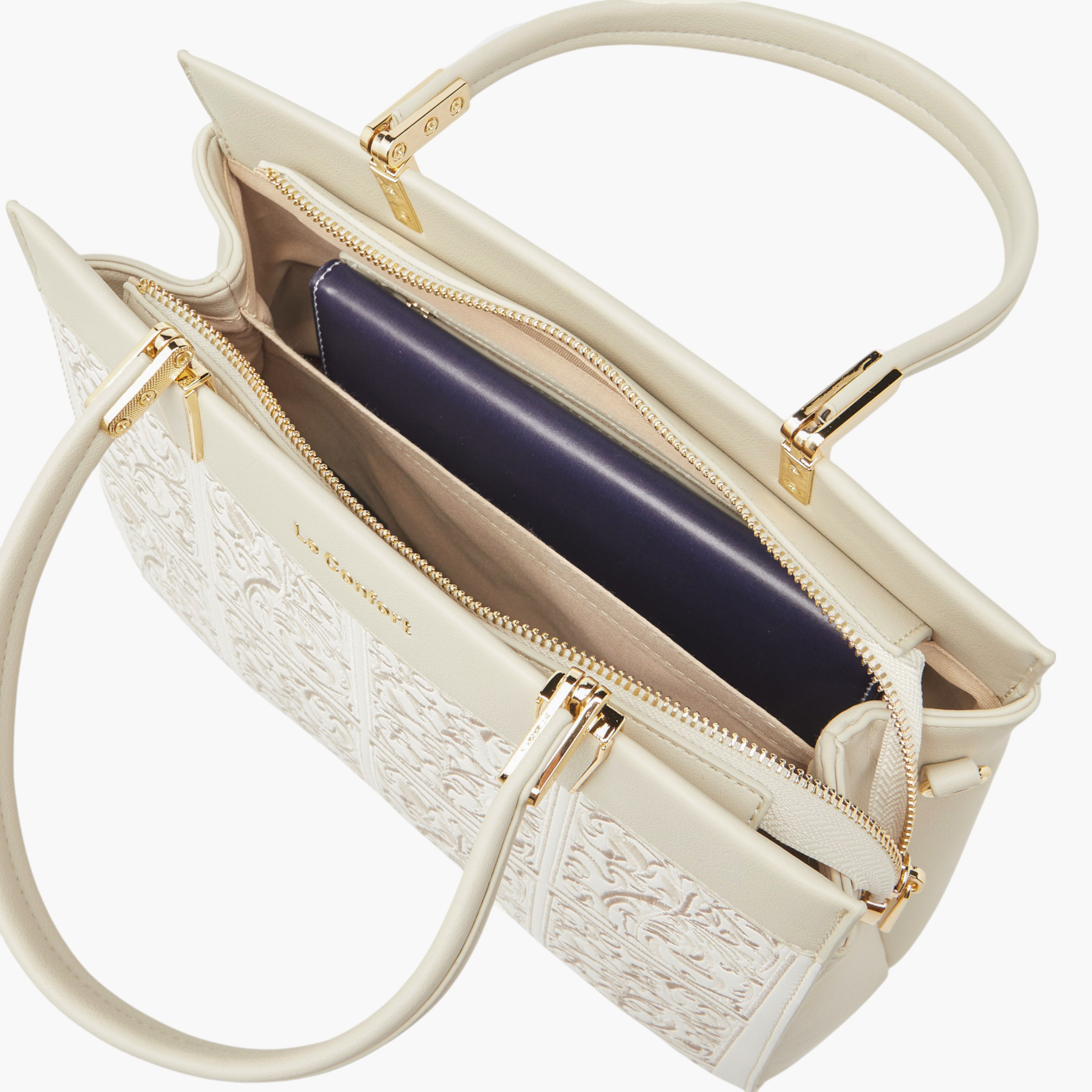 Le Confort Embroidered Tote Bag with Detachable Strap and Zip Closure-women-bagsandwallets-handbags-image-8