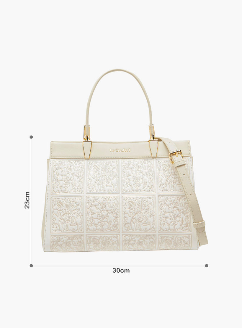 Le Confort Embroidered Tote Bag with Detachable Strap and Zip Closure-women-bagsandwallets-handbags-image-9