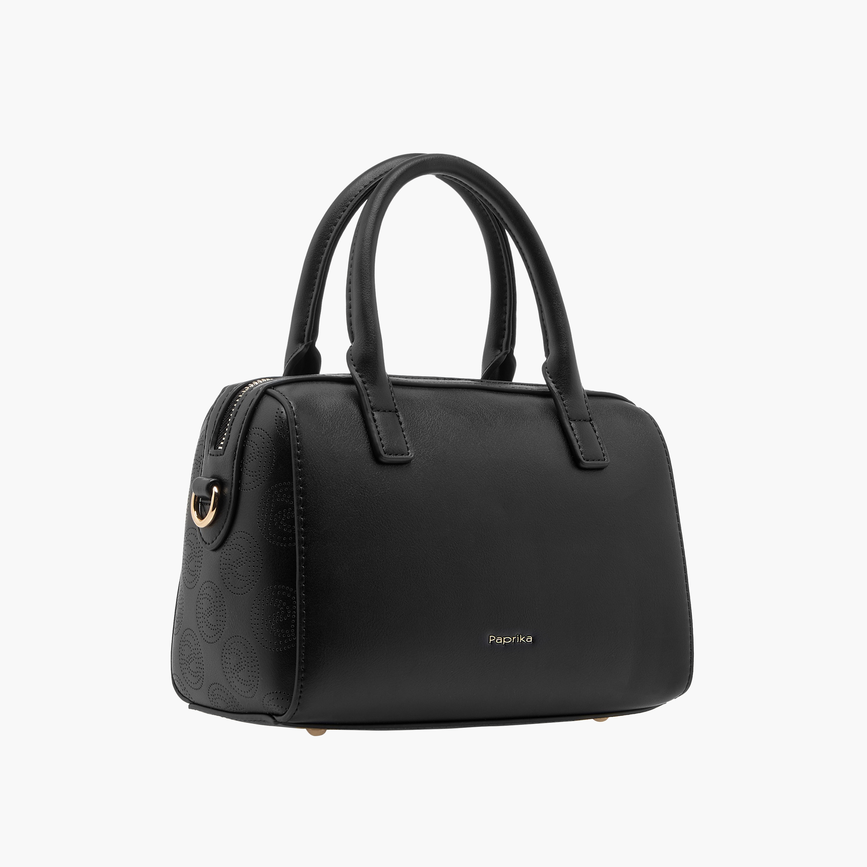 Paprika Monogram Detail Tote Bag with Double Handle and Zip Closure-women-bagsandwallets-handbags-image-3