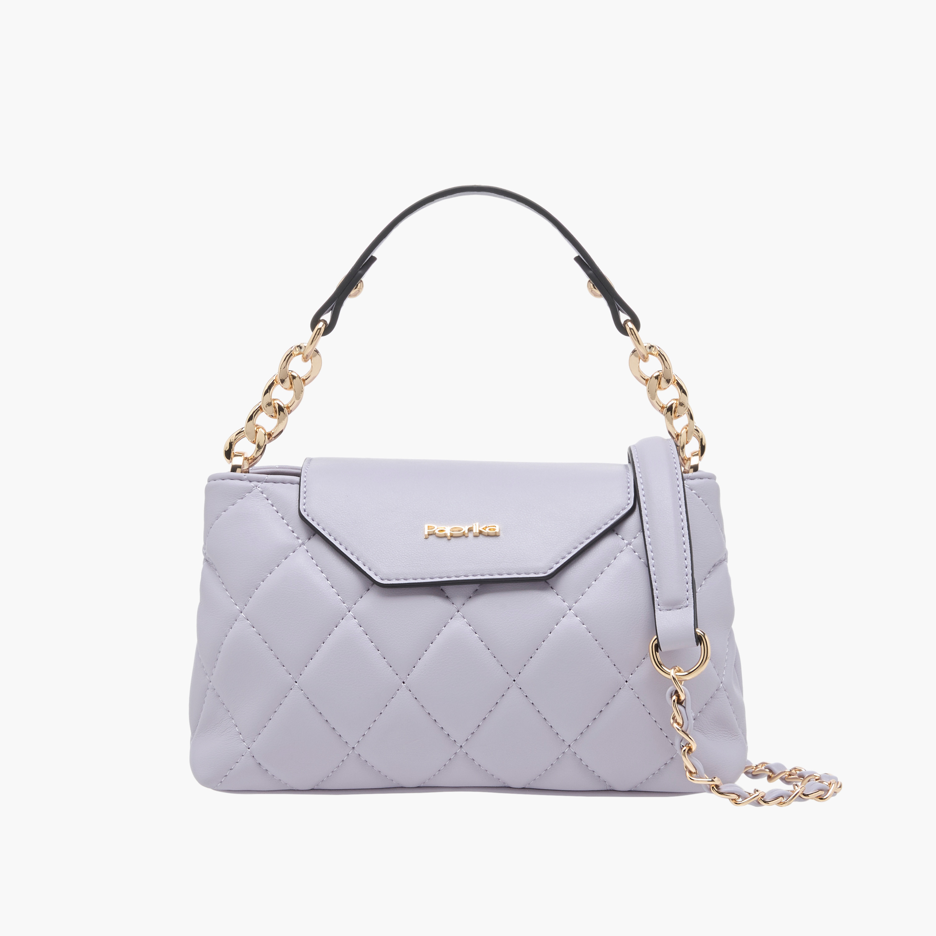 Paprika Quilted Crossbody Bag with Detachable Chain Strap and Flap Closure-women-bagsandwallets-handbags-image-1