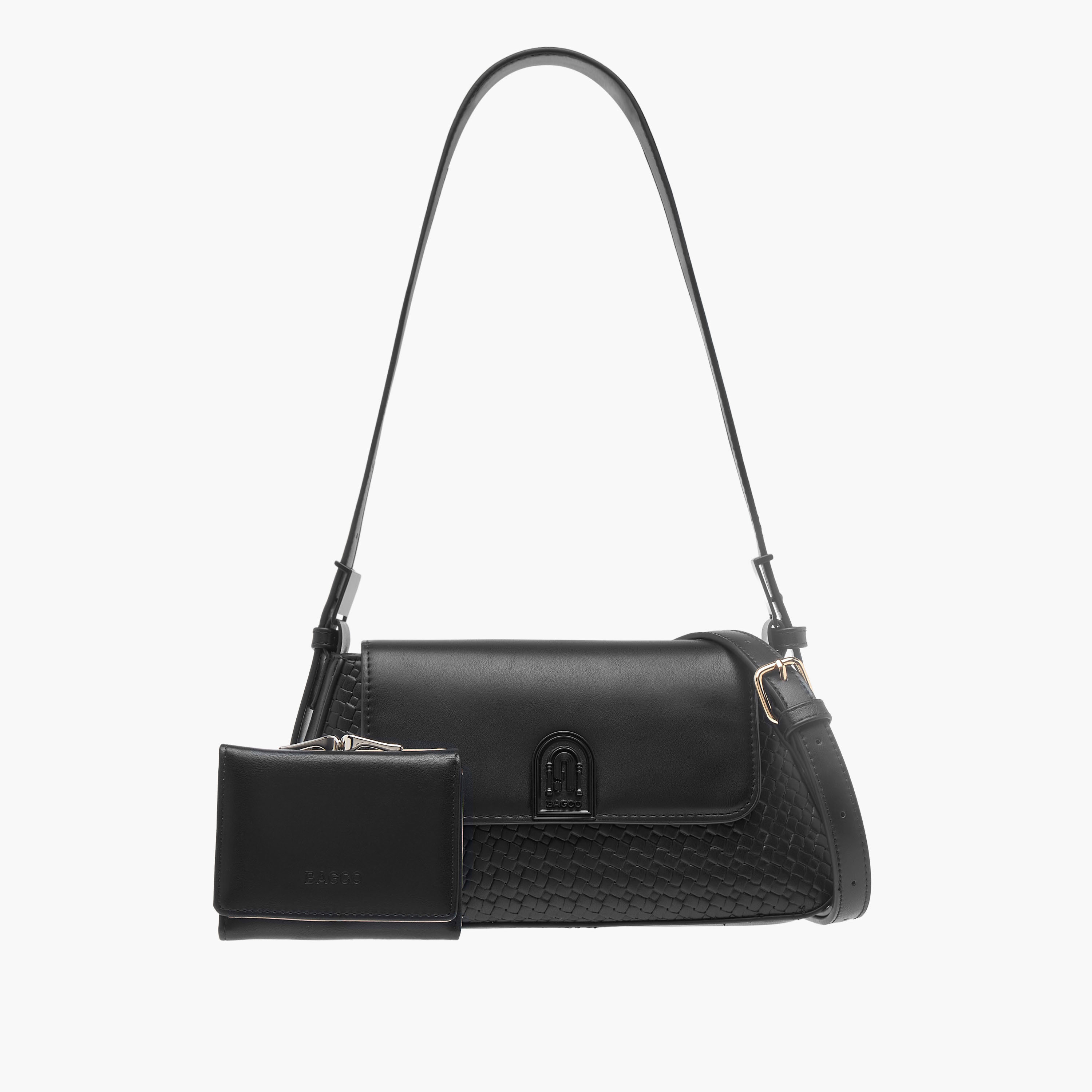 Bagco Textured Crossbody Bag with Adjustable Strap and Wallet-women-bagsandwallets-handbags-image-1