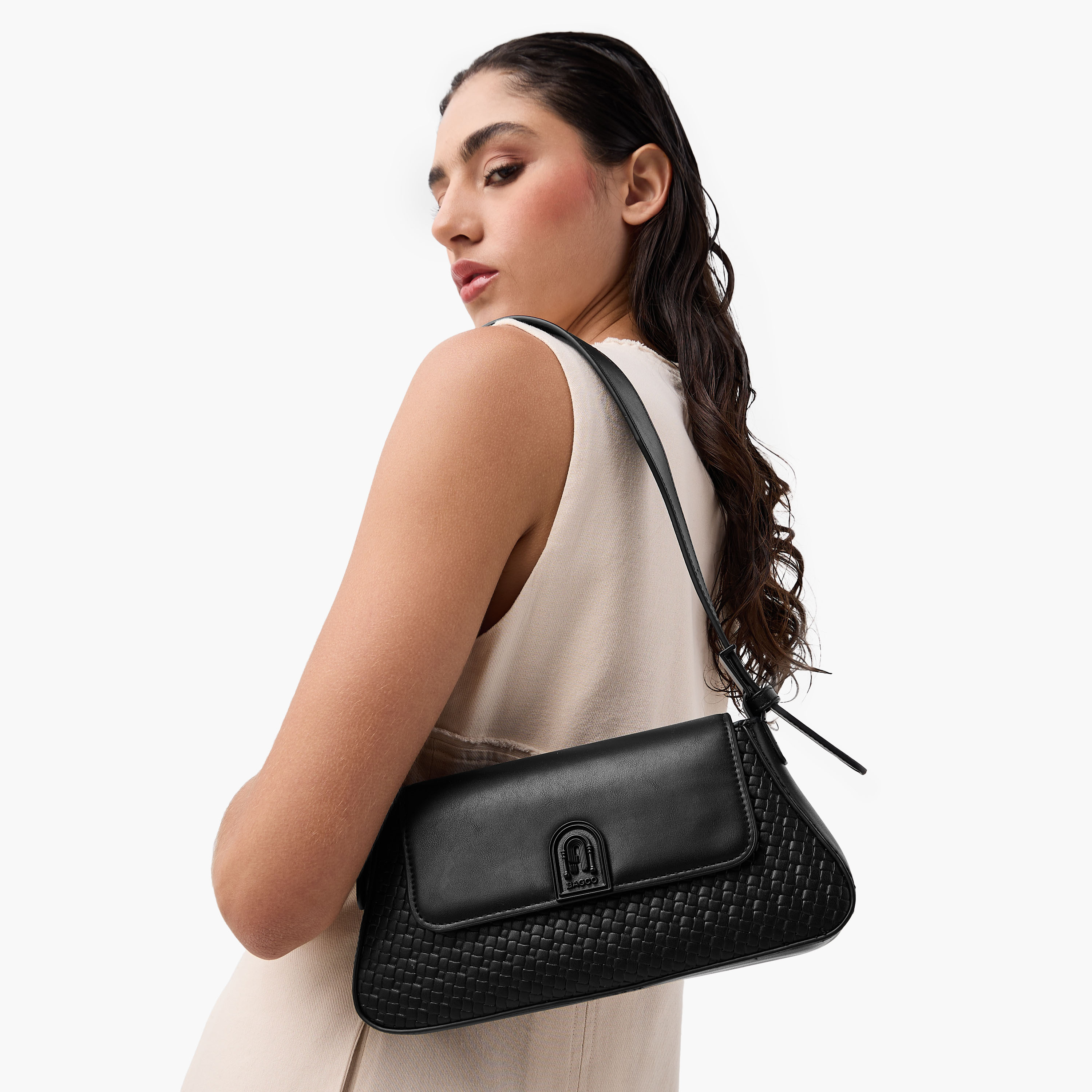 Bagco Textured Crossbody Bag with Adjustable Strap and Wallet-women-bagsandwallets-handbags-image-2