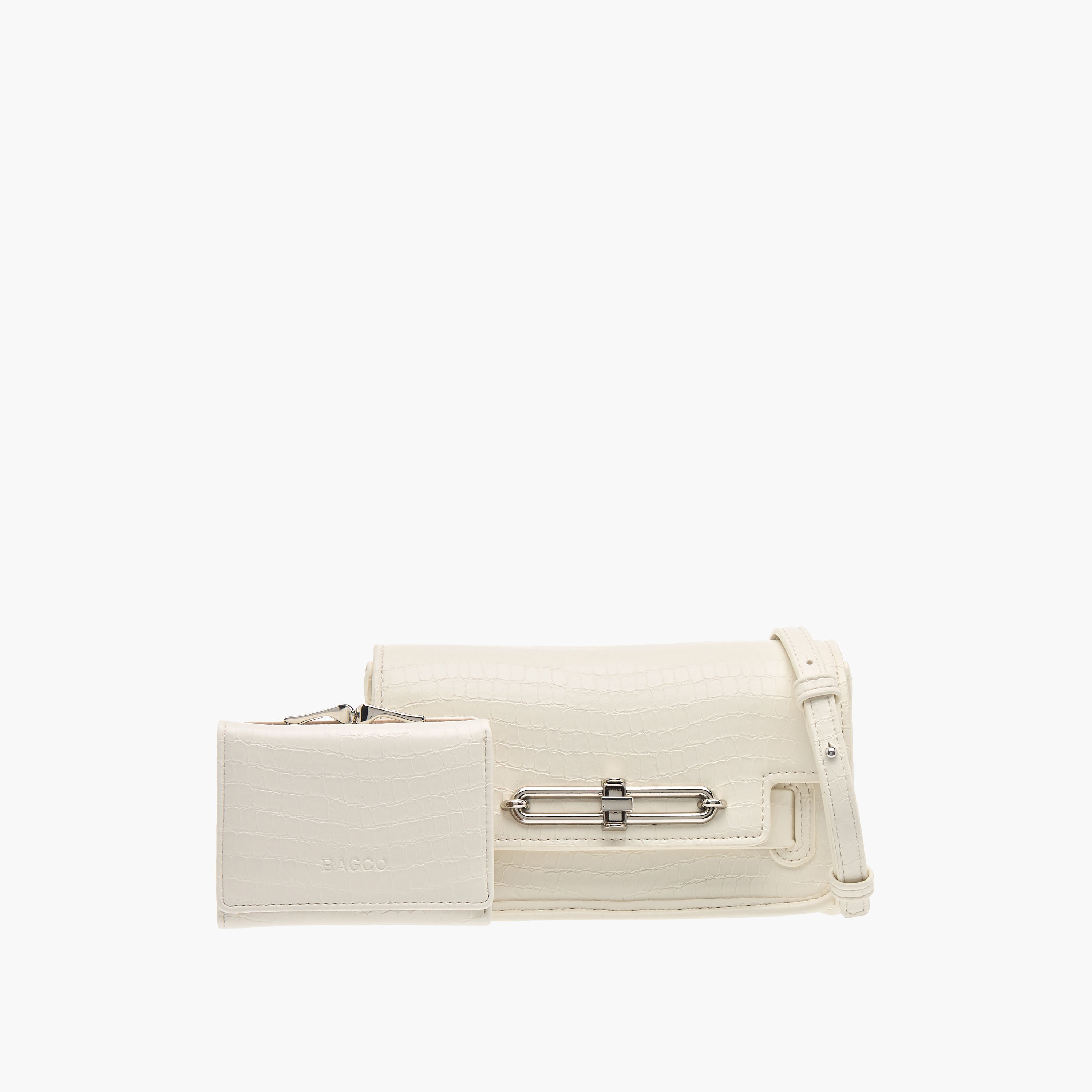 Bagco Textured Crossbody Bag with Adjustable Strap and Wallet-women-bagsandwallets-handbags-image-1