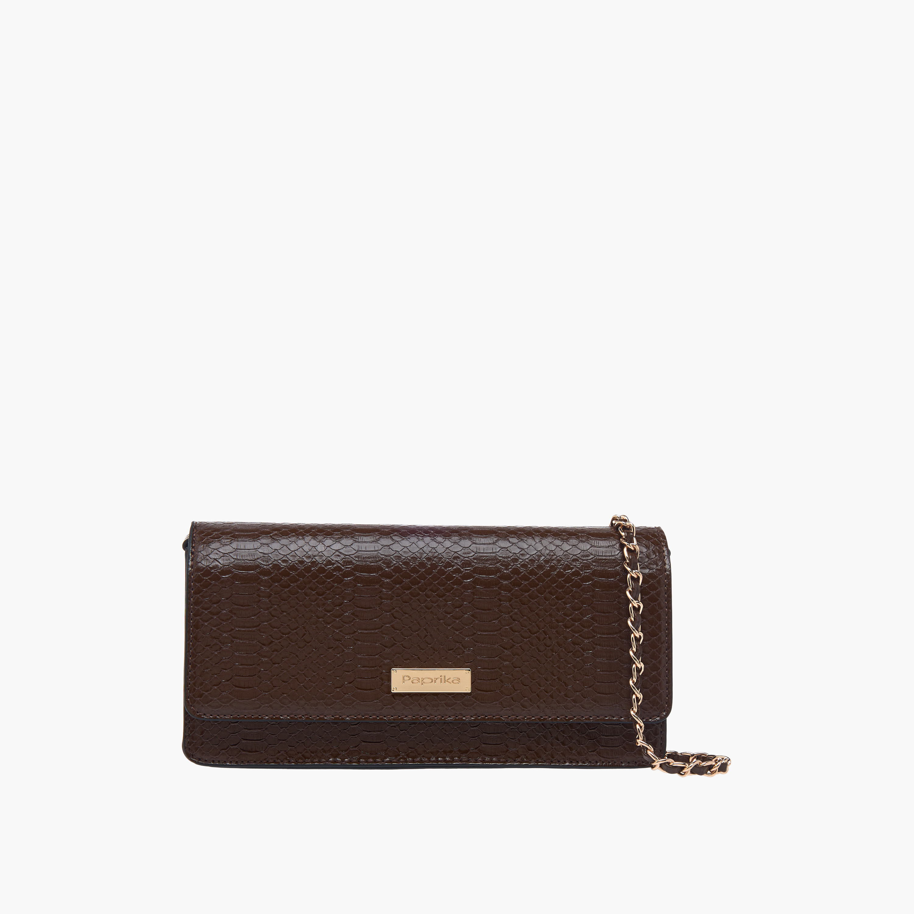 Paprika Textured Crossbody Bag with Chain Strap and Flap Closure-women-bagsandwallets-handbags-image-1