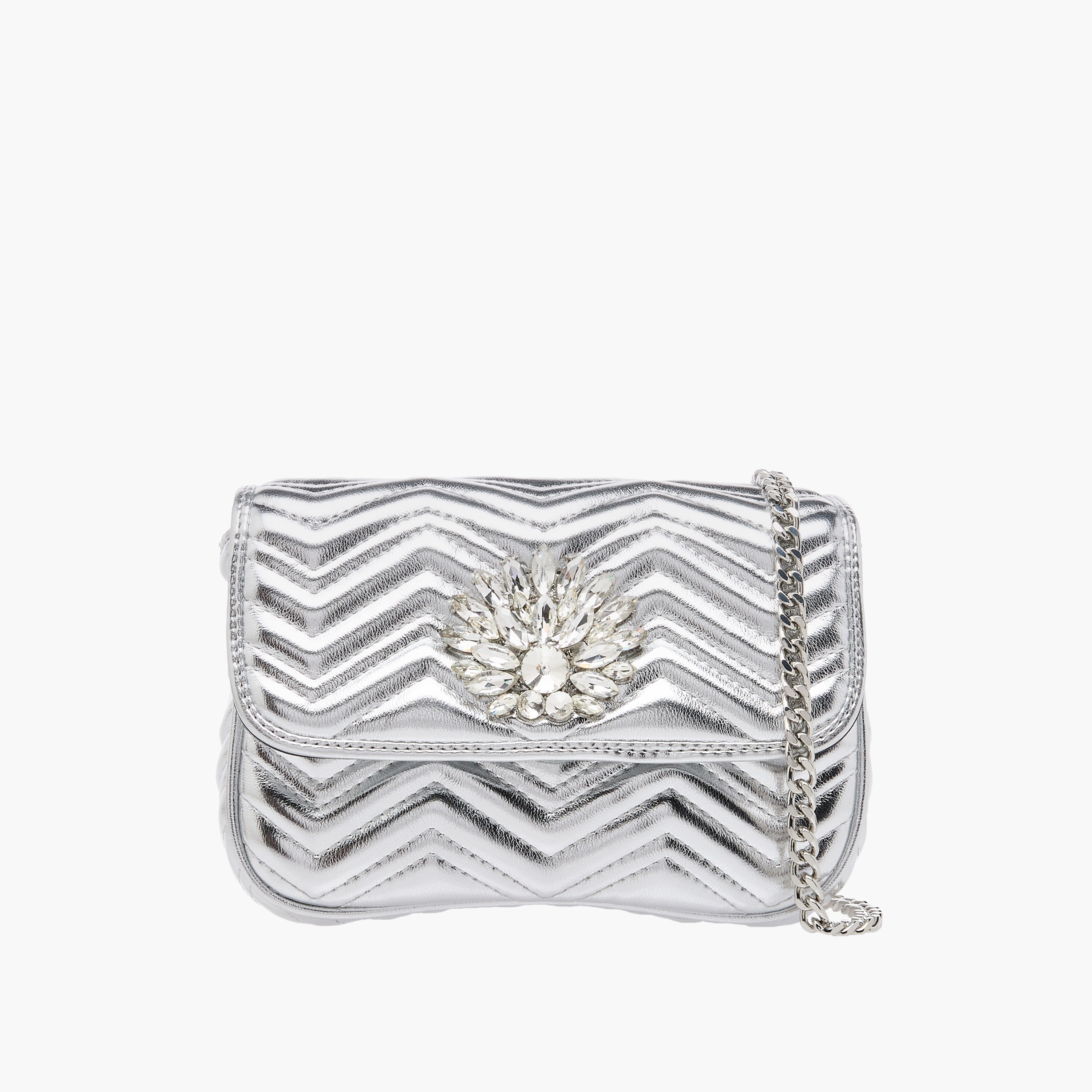 Paprika Embellished Crossbody Bag with Chain Strap and Flap Closure-women-bagsandwallets-handbags-image-1