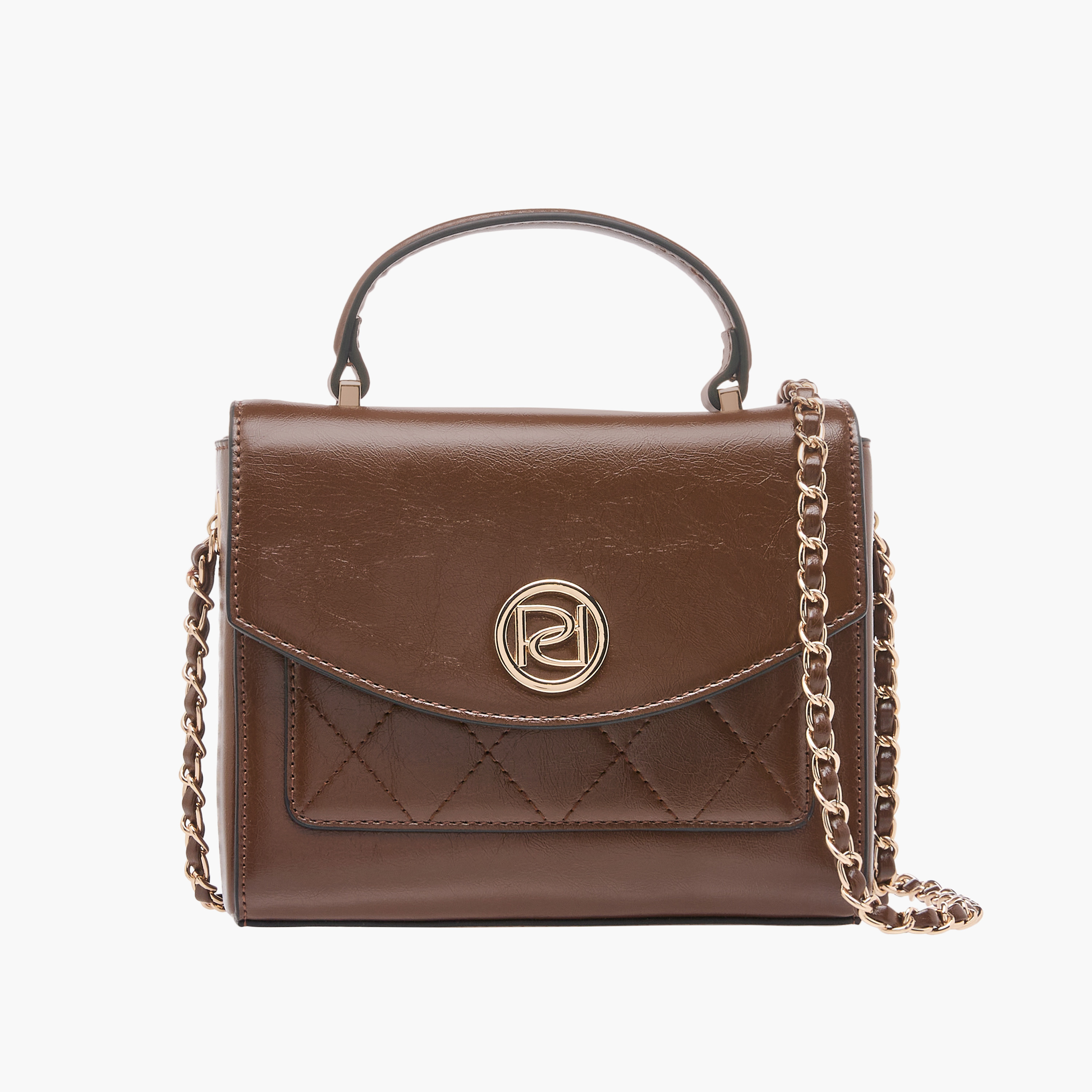 Paprika Textured Satchel Bag with Top Handle and Chain Strap-women-bagsandwallets-handbags-image-1