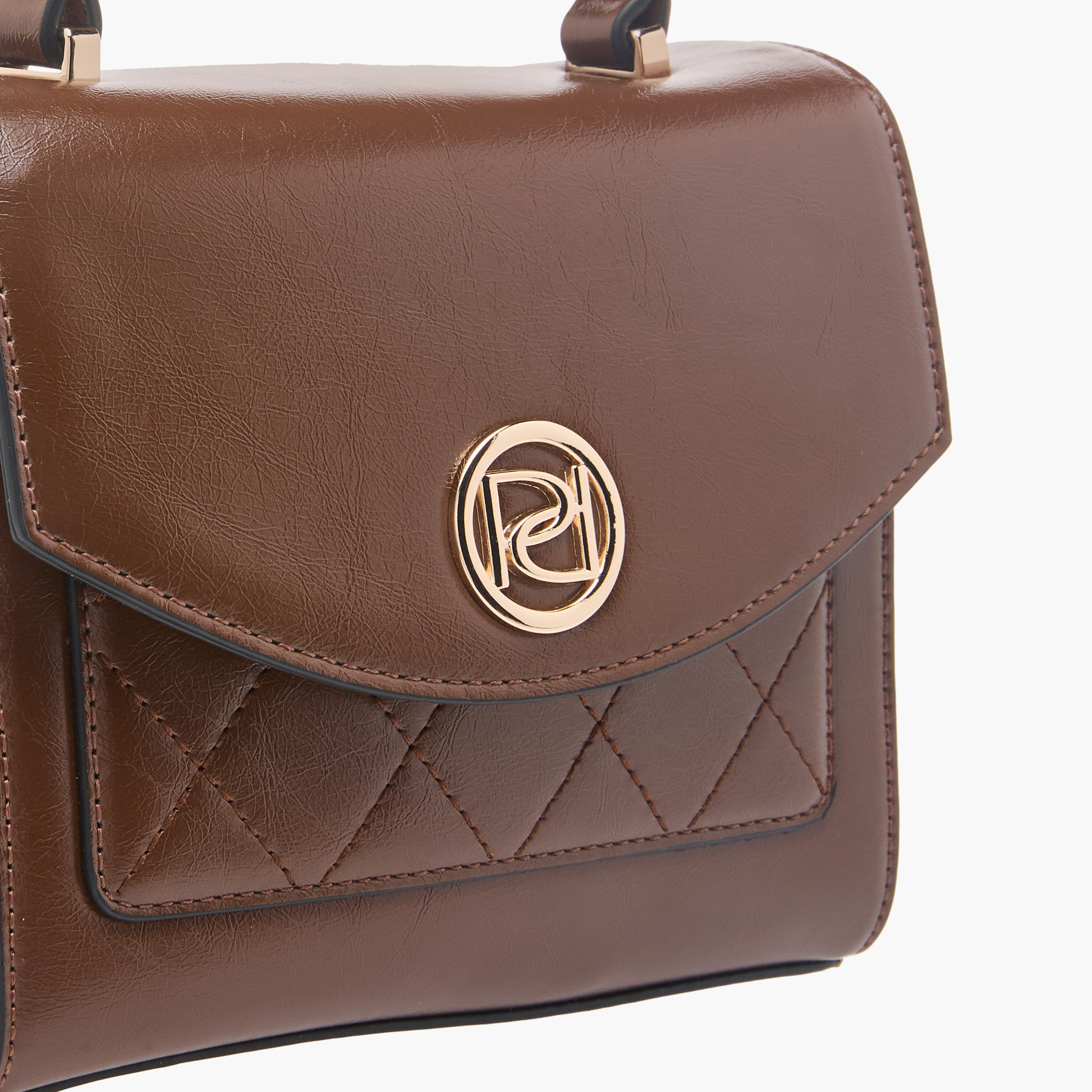 Paprika Textured Satchel Bag with Top Handle and Chain Strap-women-bagsandwallets-handbags-image-4