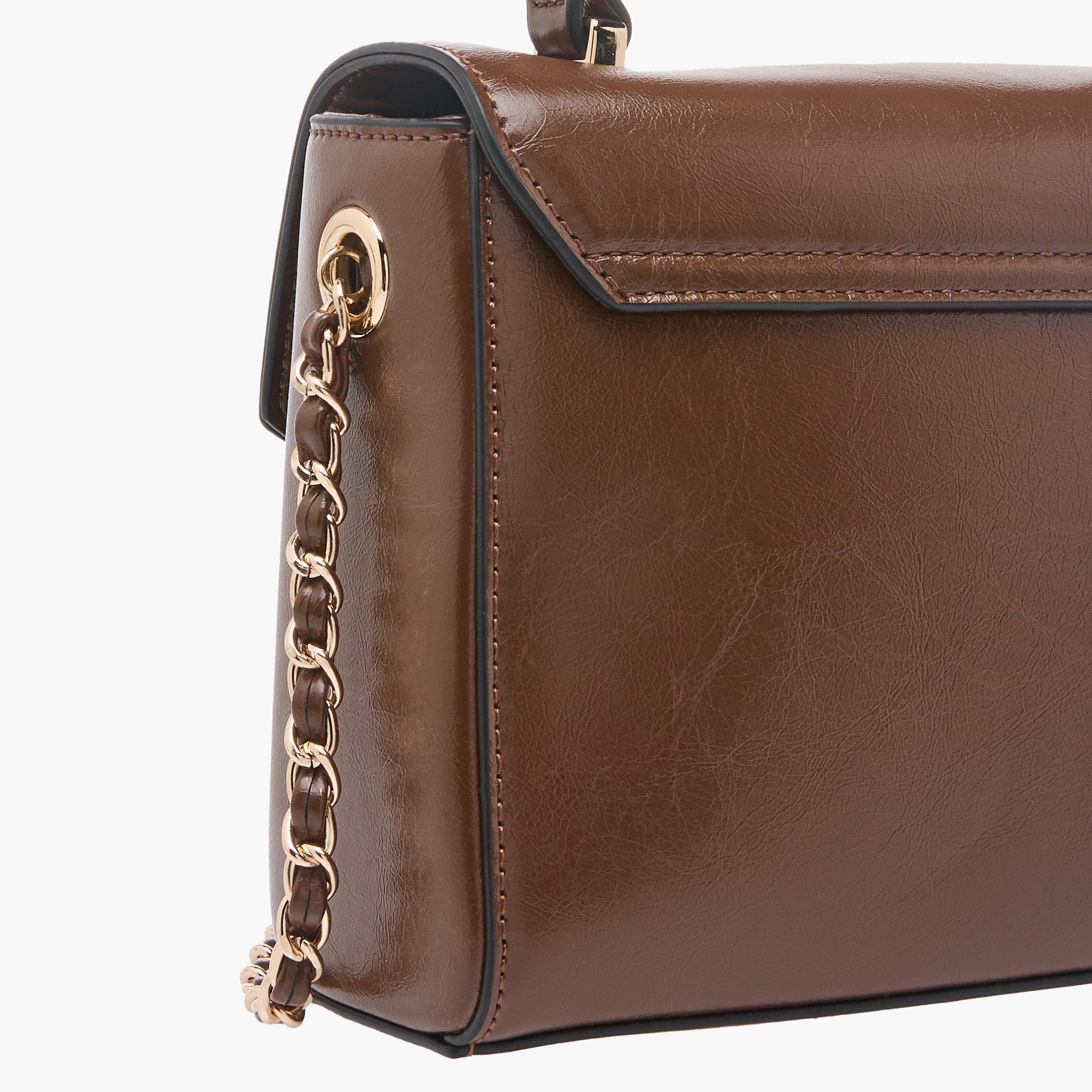 Paprika Textured Satchel Bag with Top Handle and Chain Strap-women-bagsandwallets-handbags-image-5