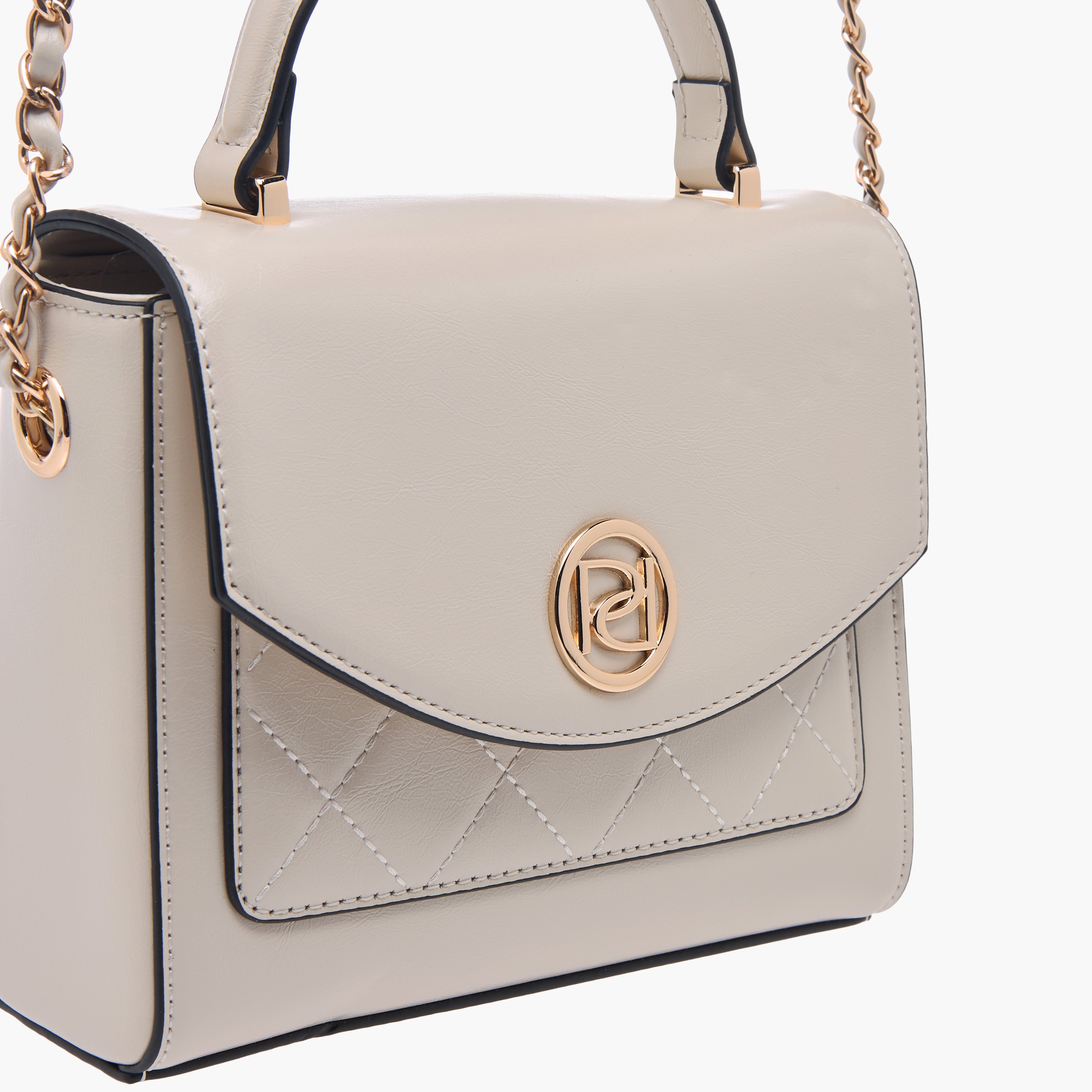 Paprika Textured Satchel Bag with Top Handle and Chain Strap-women-bagsandwallets-handbags-image-4