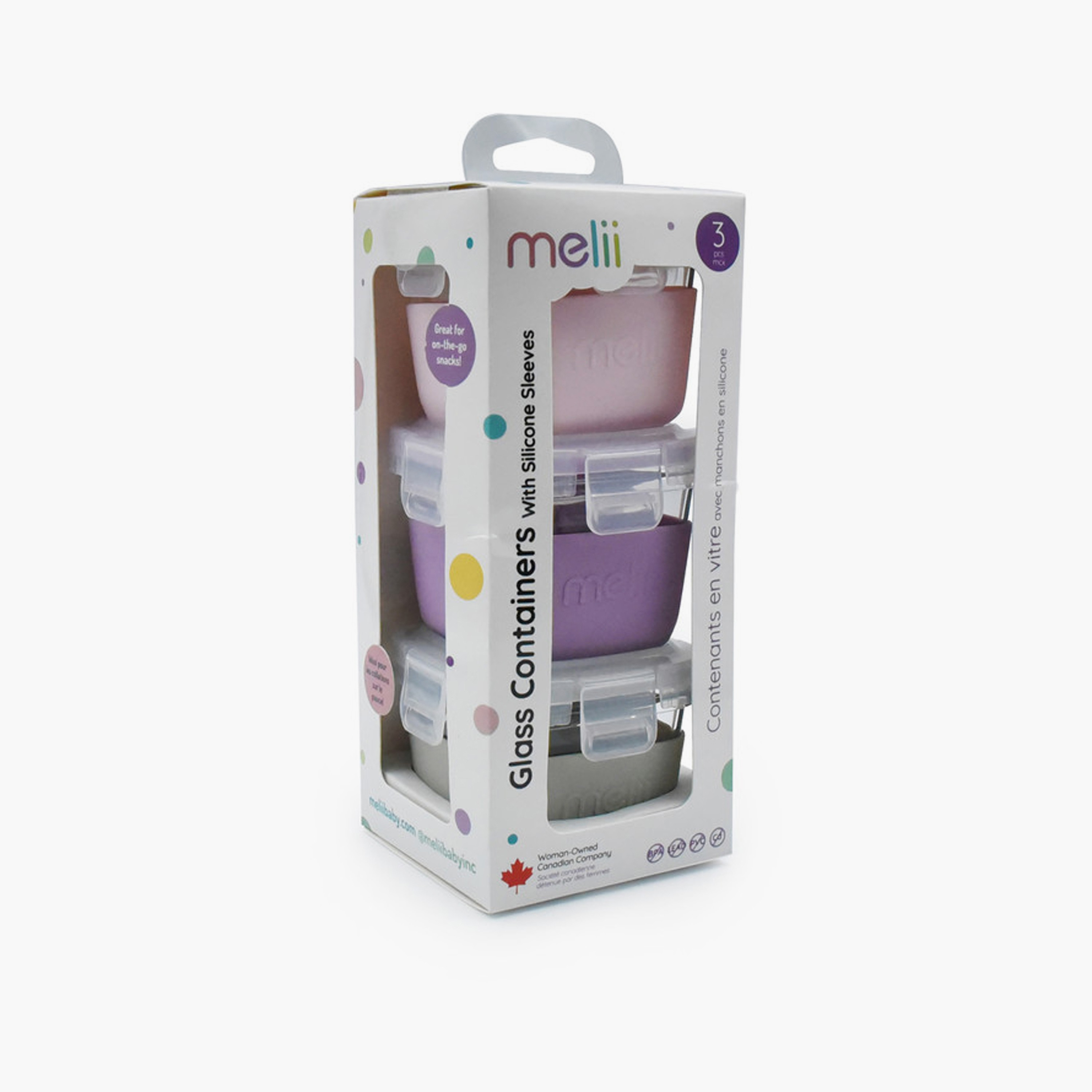 Melii 3-Piece Glass Food Containers with Silicone Sleeve - Multicolour - 160 ml-baby-feeding-mealtimeessentials-image-2