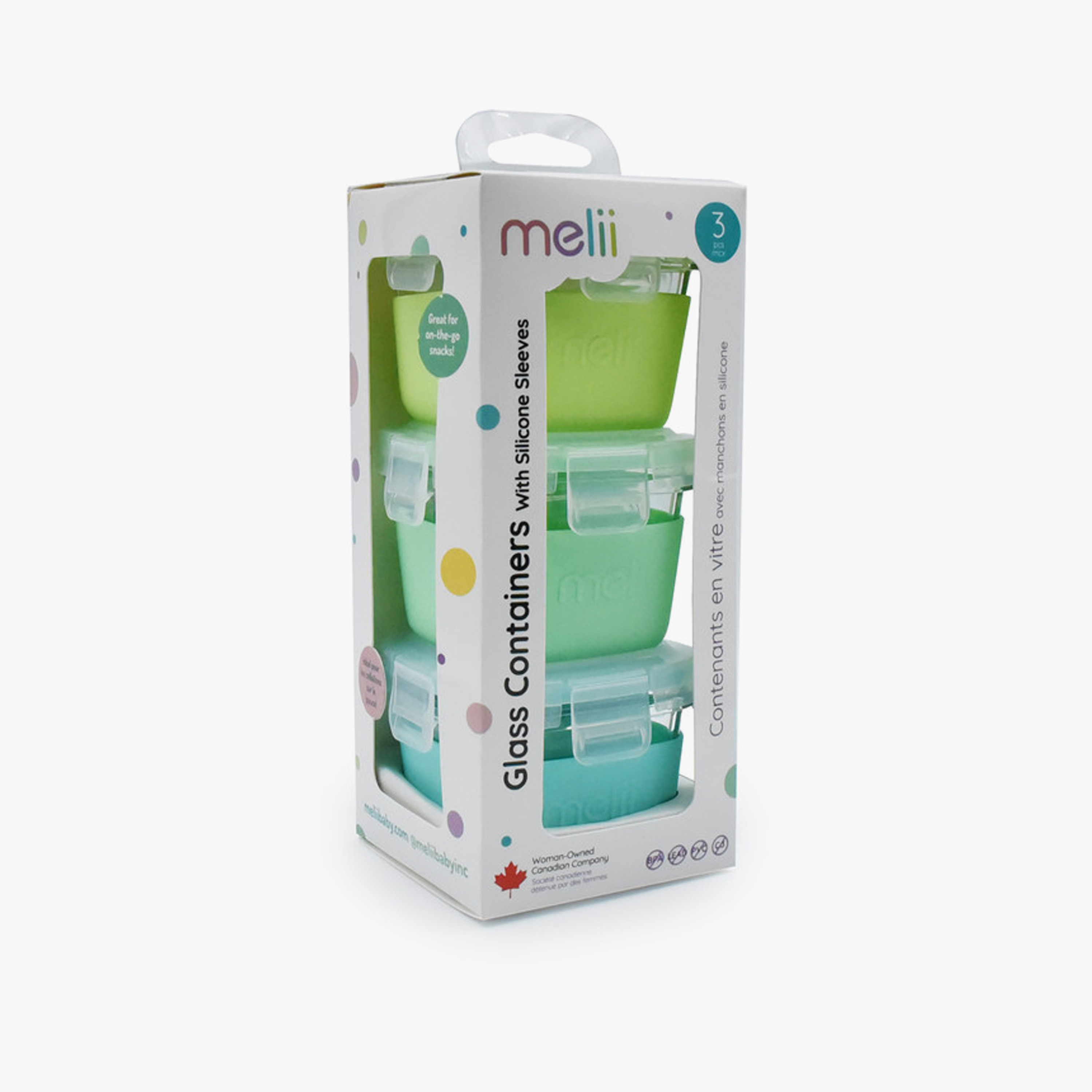 Melii 3-Piece Glass Food Containers with Silicone Sleeve - Multicolour - 160 ml-baby-feeding-mealtimeessentials-image-2