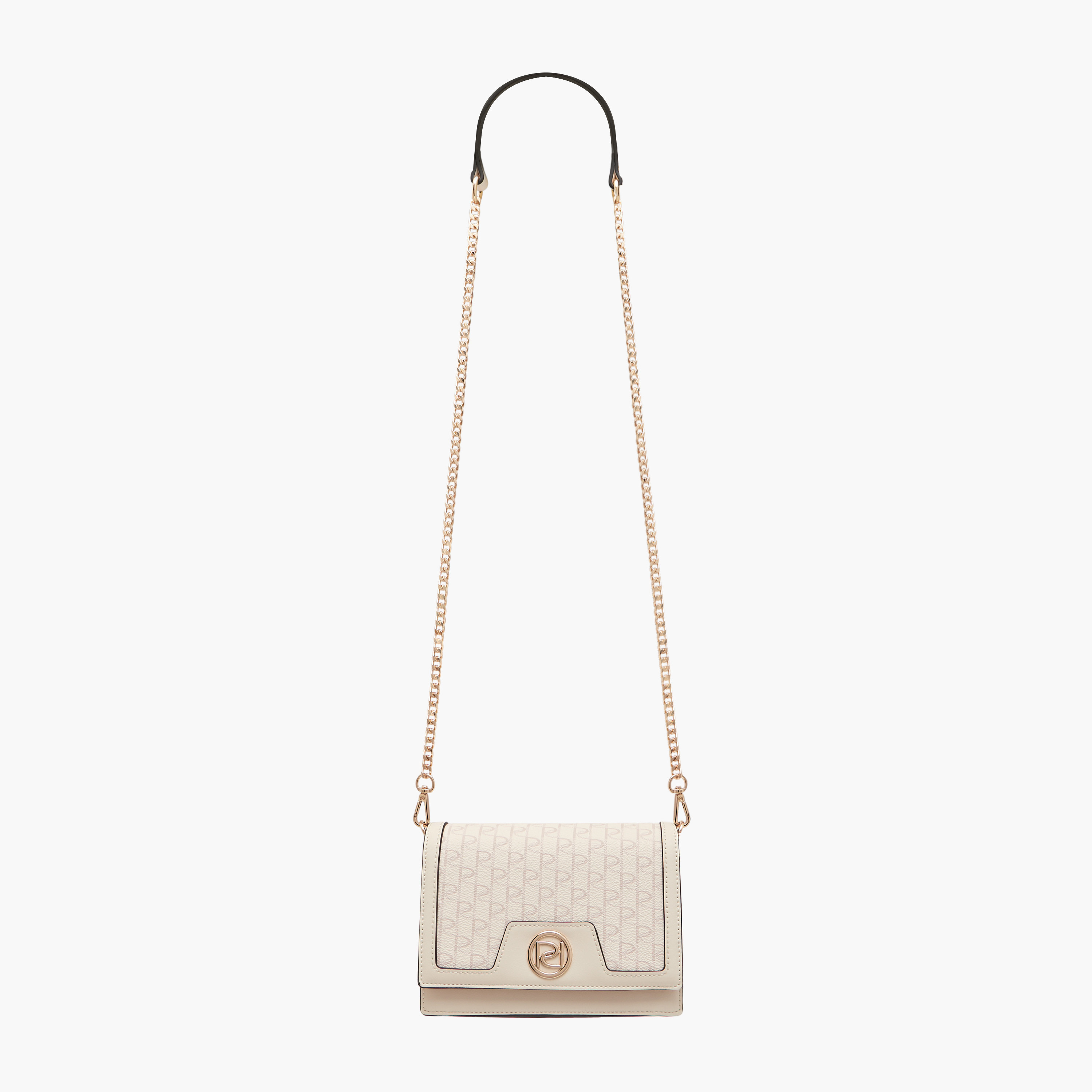 Paprika Monogram Print Crossbody Bag with Button Closure and Chain Strap-women-bagsandwallets-handbags-image-2