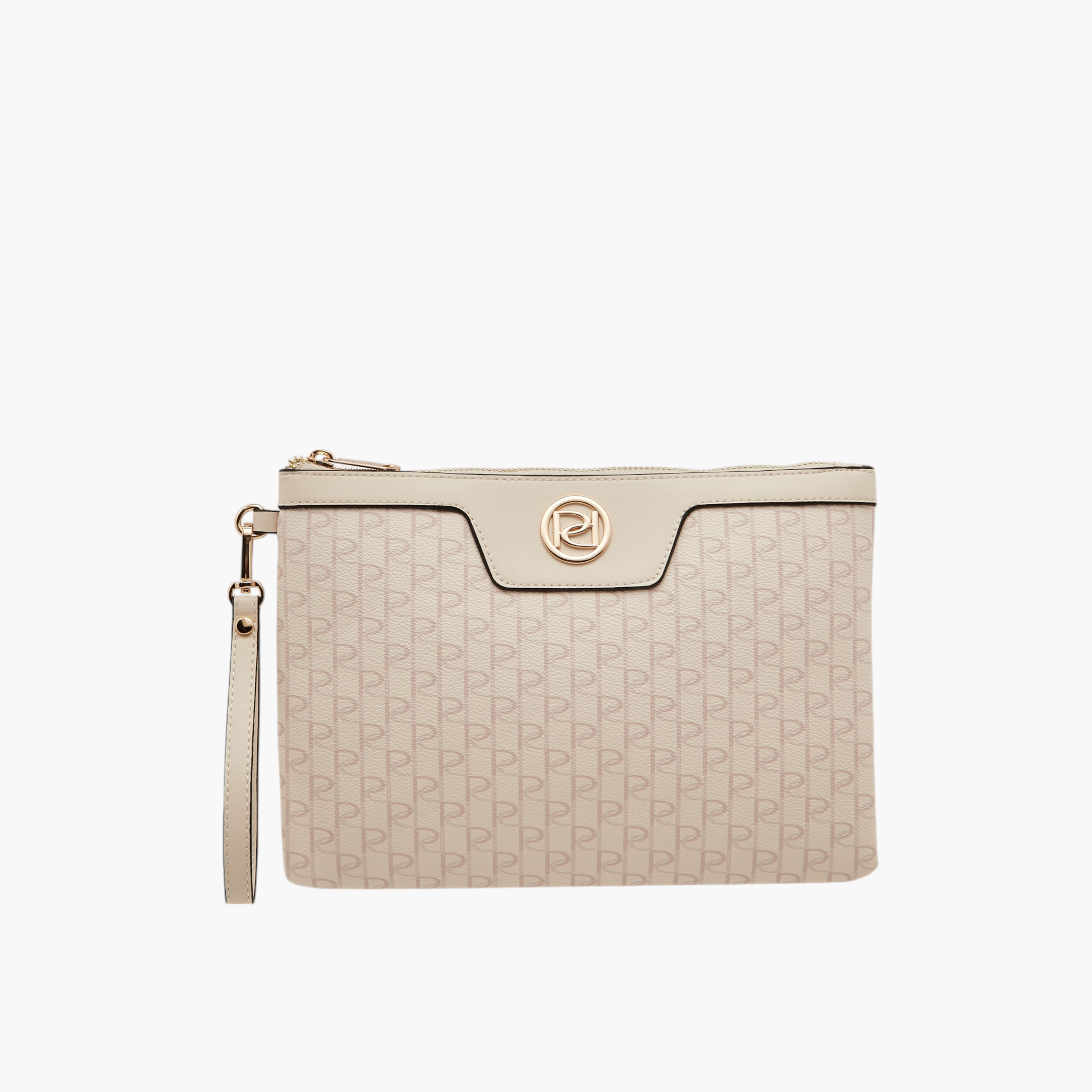 Paprika Monogram Print Clutch with Zip Closure-women-bagsandwallets-handbags-image-1