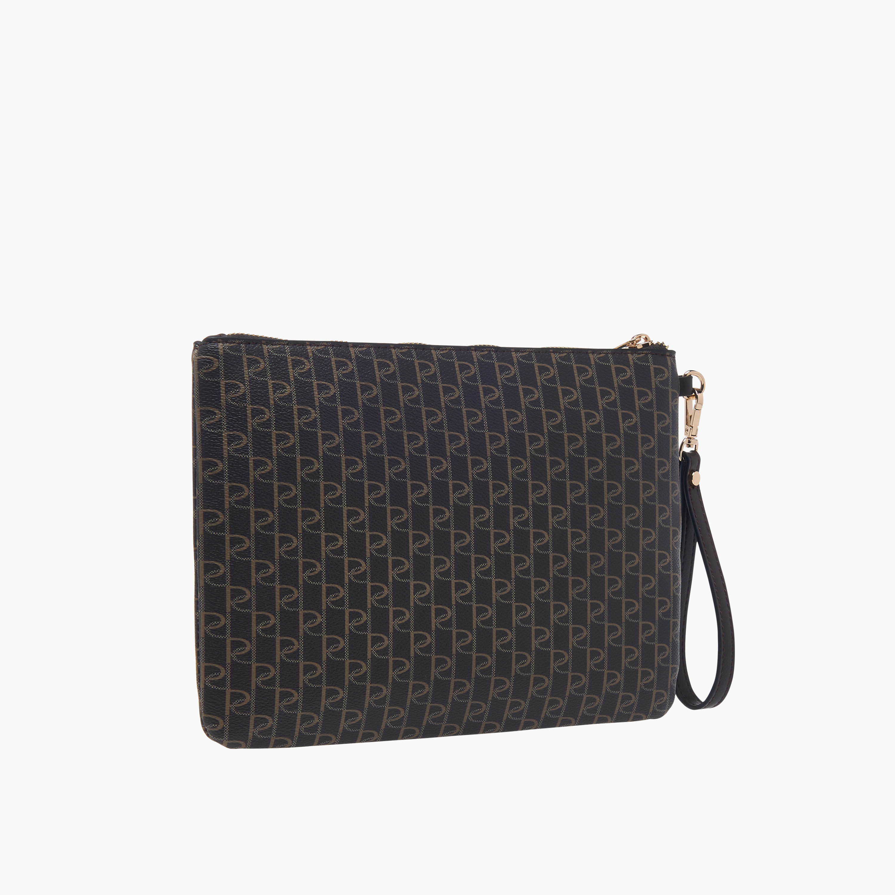 Paprika Monogram Print Clutch with Zip Closure and Wrist Loop-women-bagsandwallets-handbags-image-2