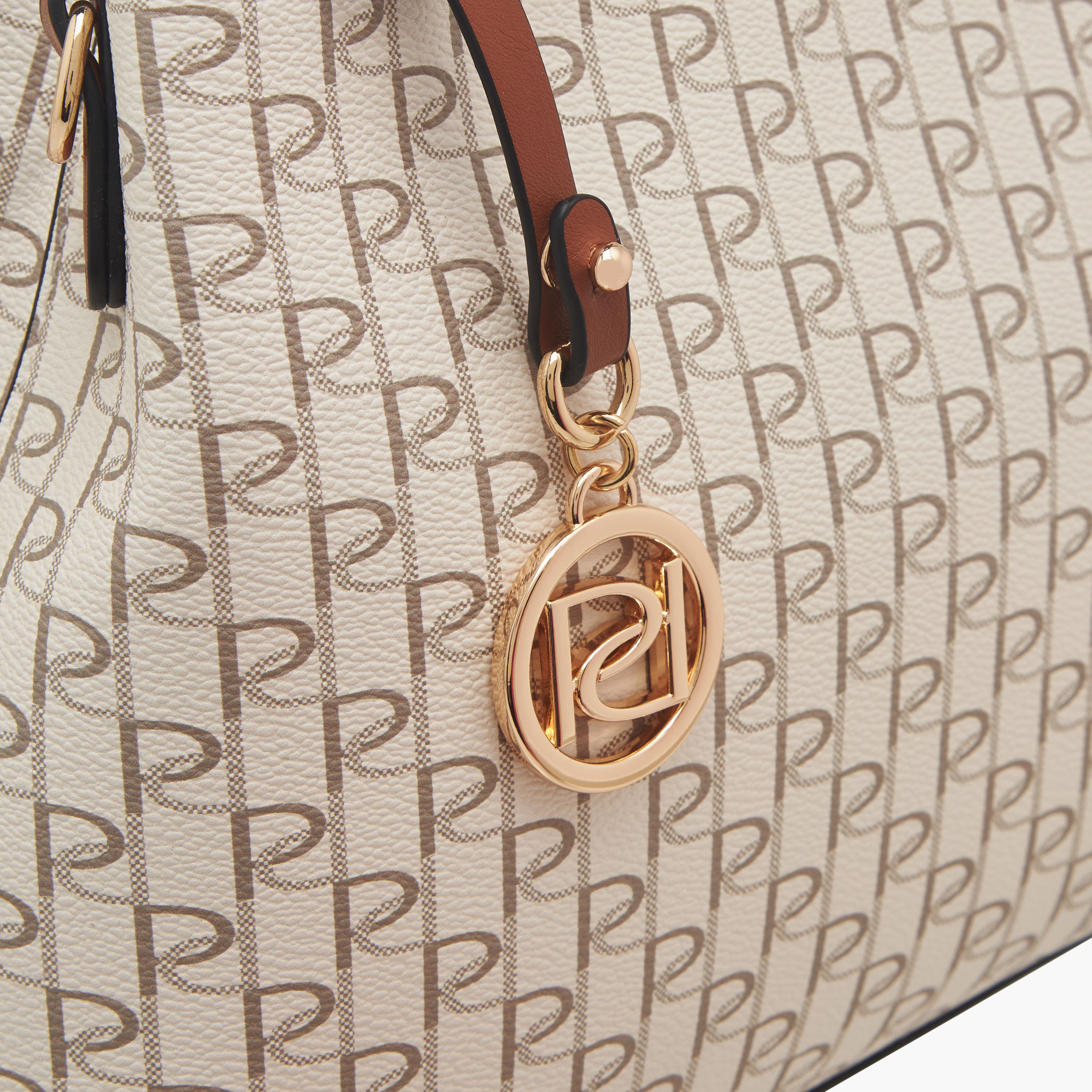 Paprika Monogram Print Tote Bag with Double Handle and Zip Closure-women-bagsandwallets-handbags-image-4