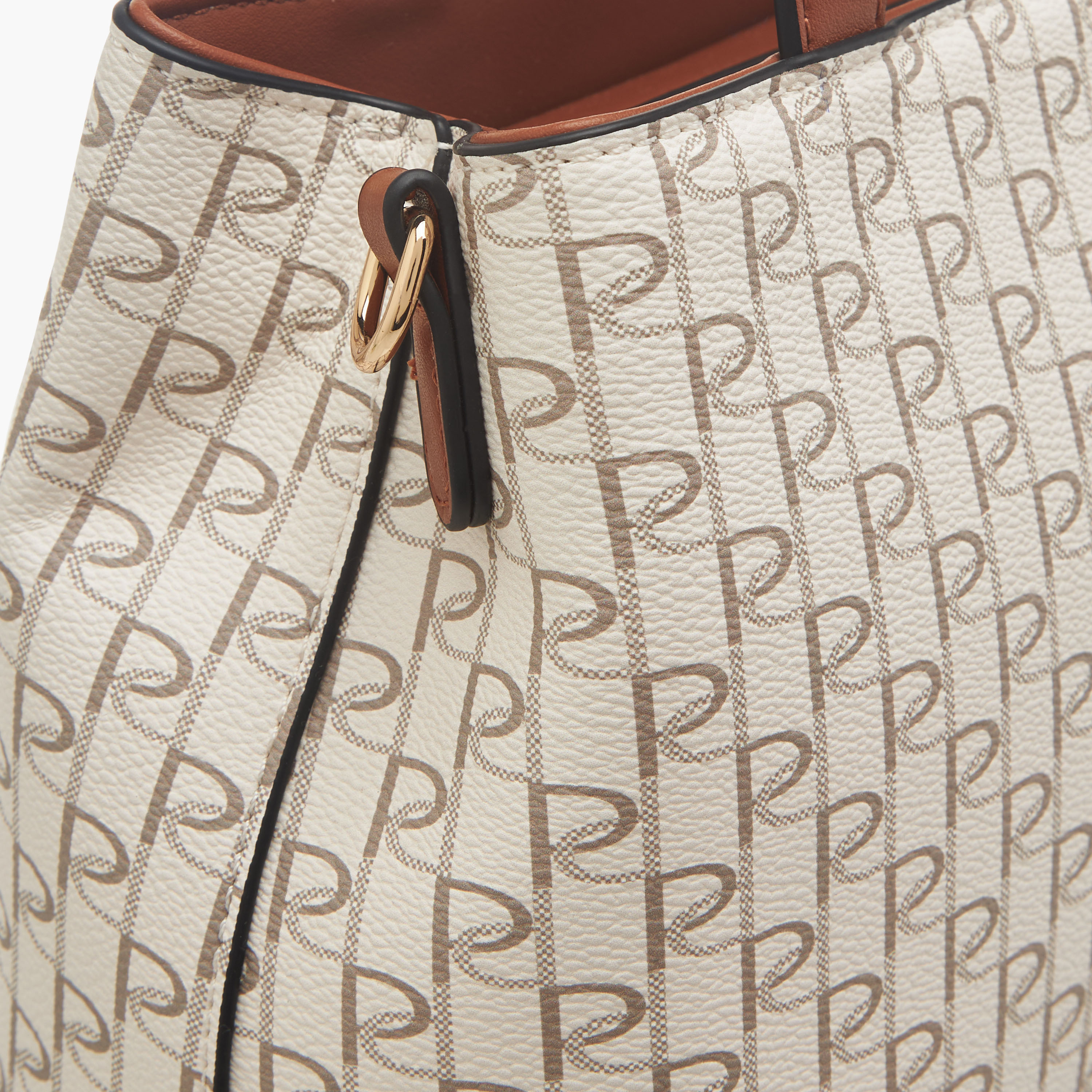 Paprika Monogram Print Tote Bag with Double Handle and Zip Closure-women-bagsandwallets-handbags-image-5