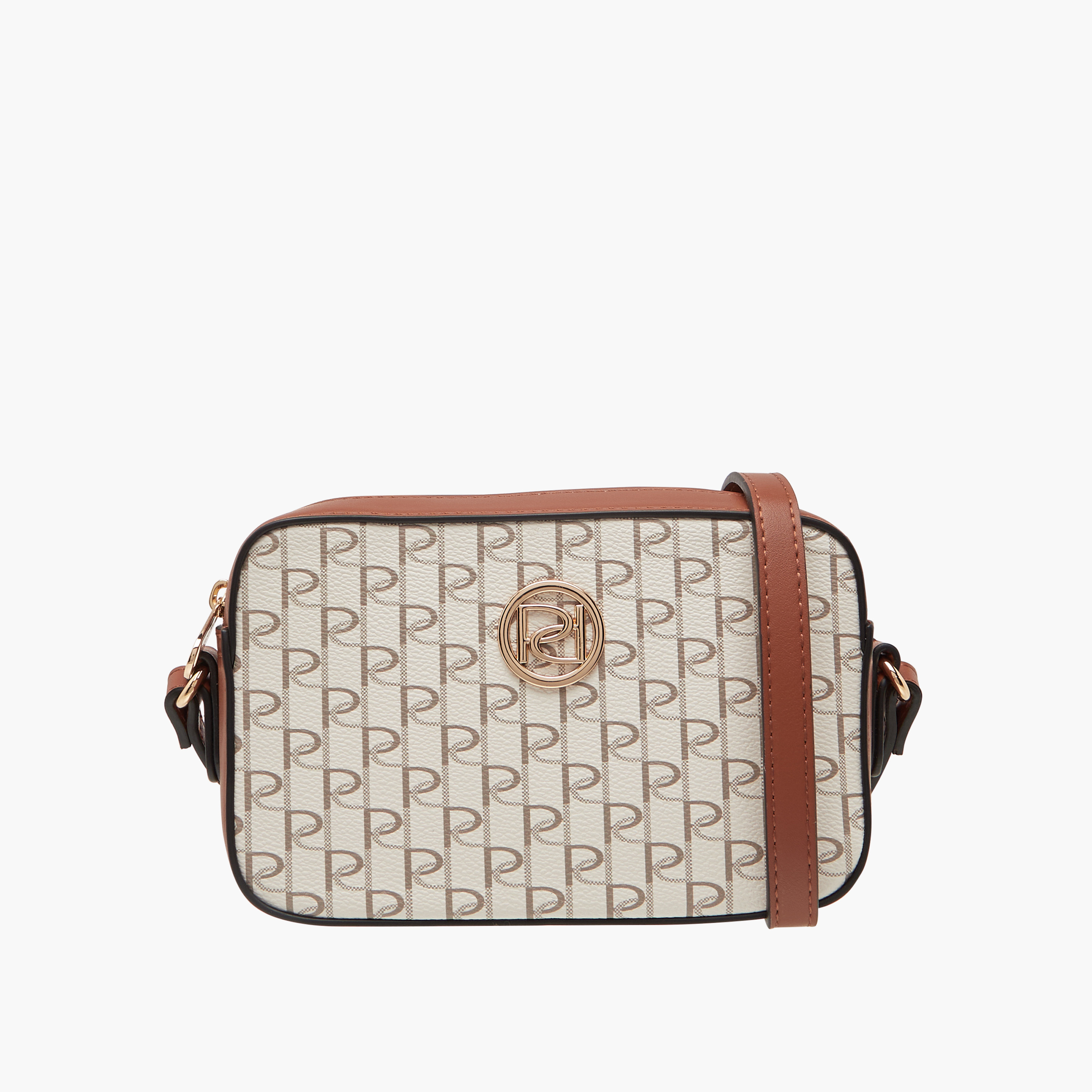 Paprika Monogram Print Crossbody Bag with Adjustable Strap-women-bagsandwallets-handbags-image-1