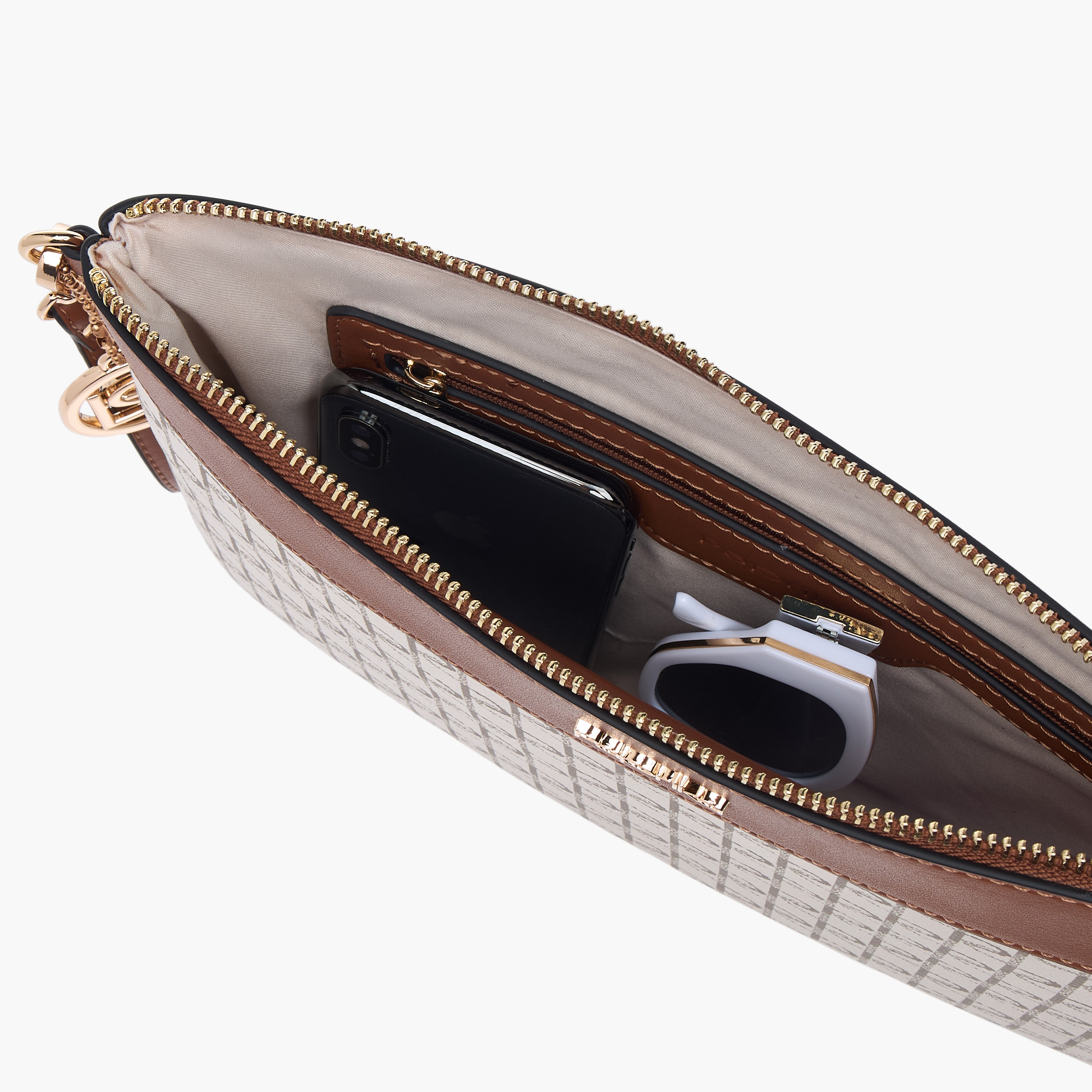 Paprika Monogram Print Clutch with Zip Closure and Wrist Loop-women-bagsandwallets-wallets-image-5