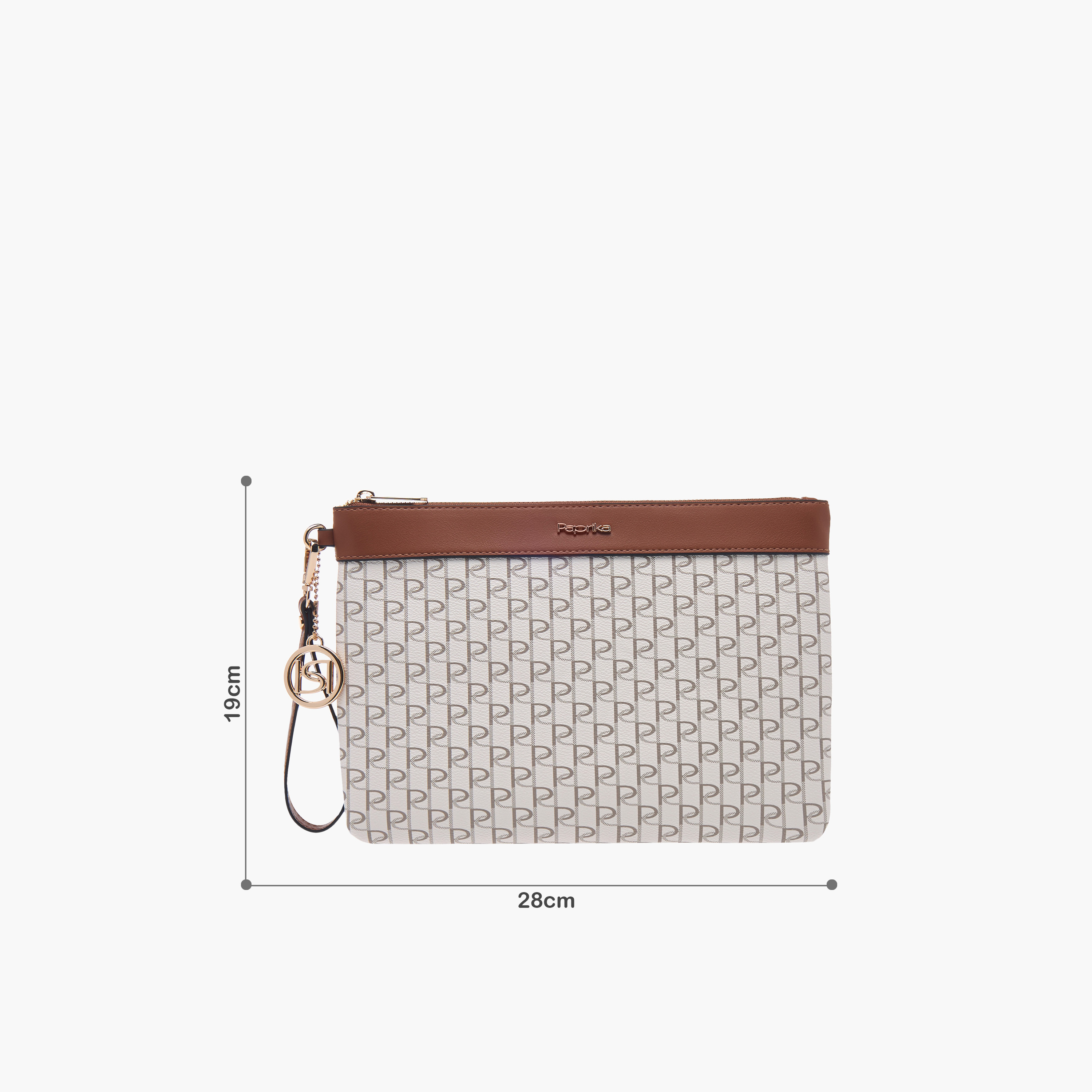 Paprika Monogram Print Clutch with Zip Closure and Wrist Loop-women-bagsandwallets-wallets-image-6