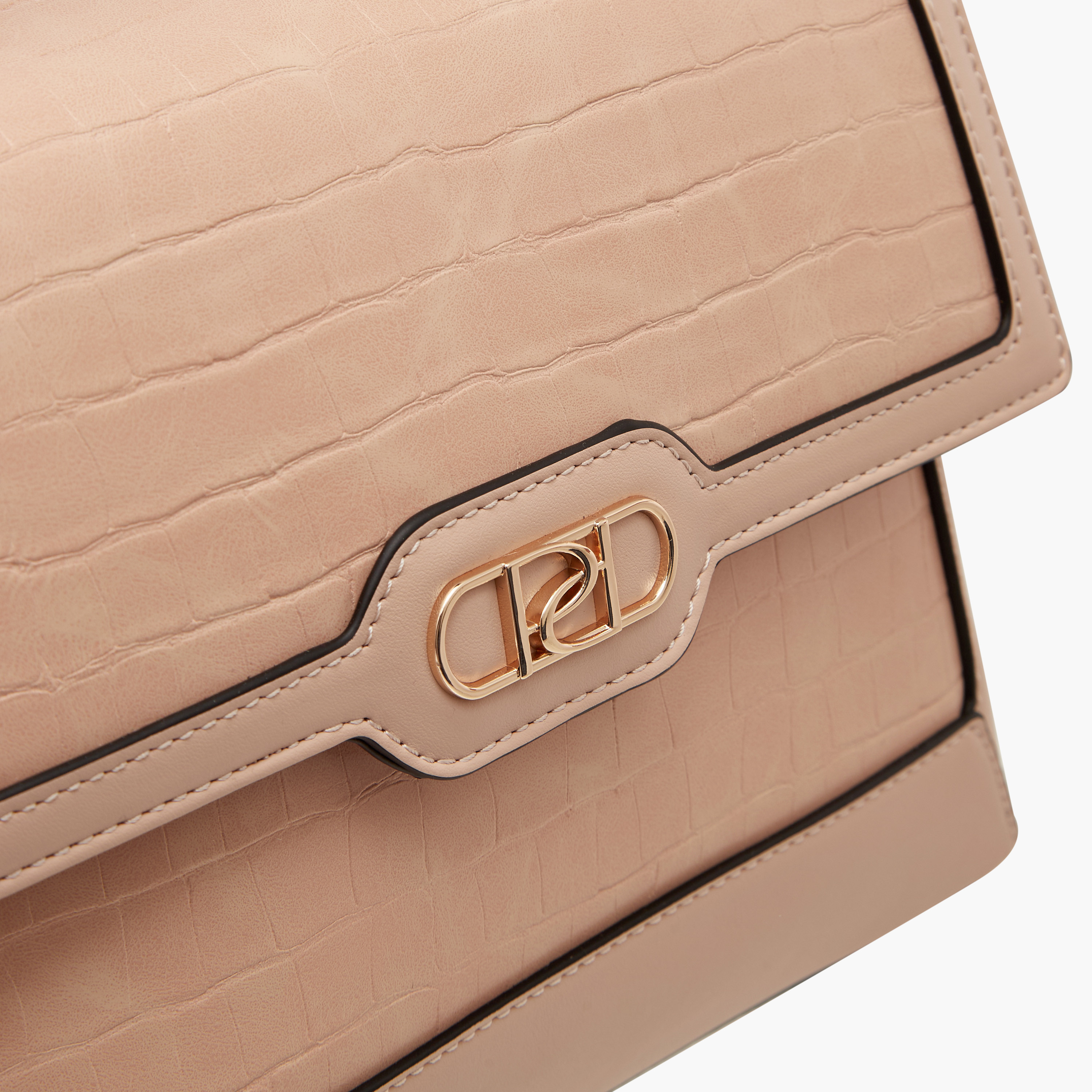 Paprika Textured Satchel Bag with Detachable Strap and Flap Closure-women-bagsandwallets-handbags-image-4