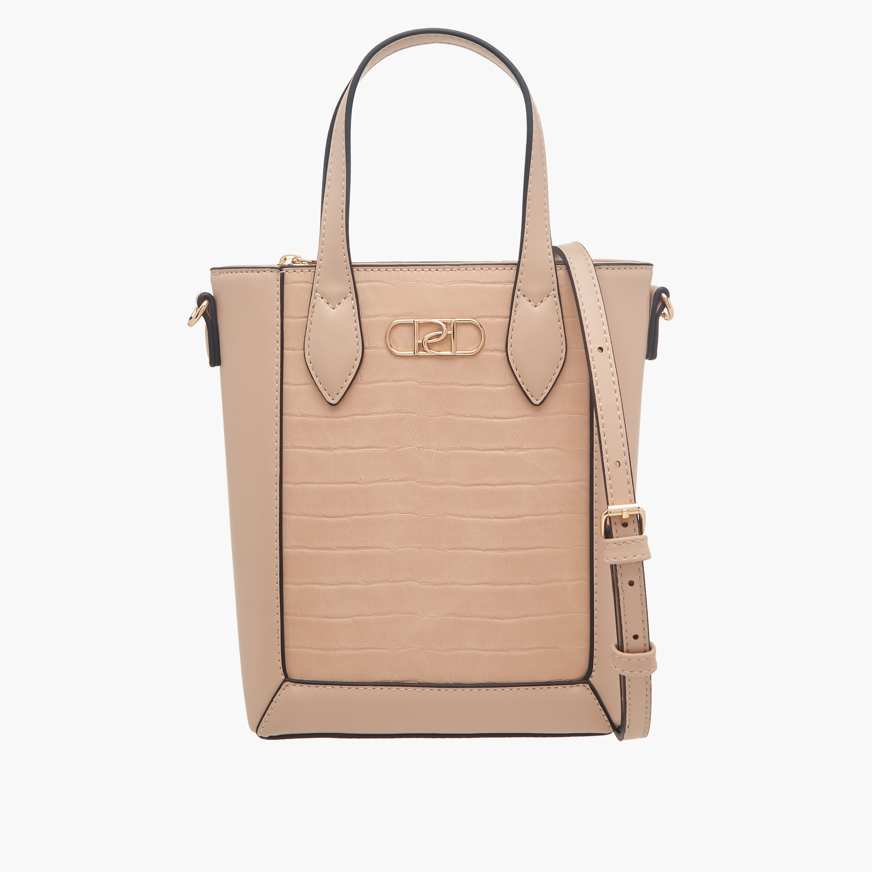 Paprika Textured Tote Bag with Double Handle and Zip Closure-women-bagsandwallets-handbags-image-1