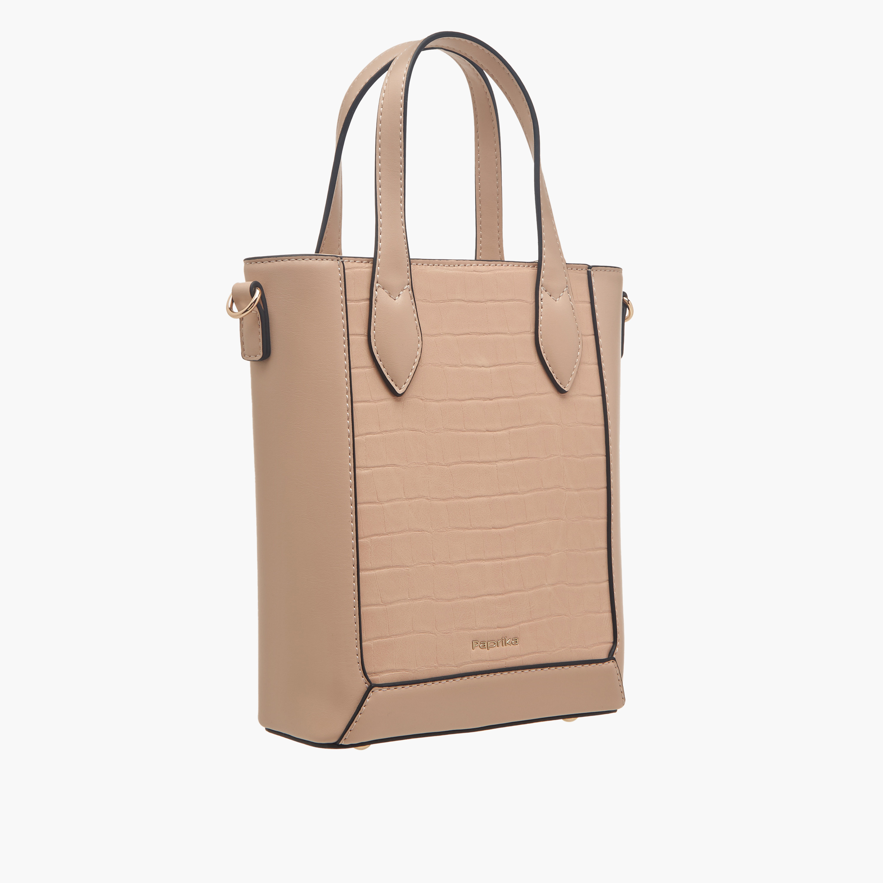 Paprika Textured Tote Bag with Double Handle and Zip Closure-women-bagsandwallets-handbags-image-3