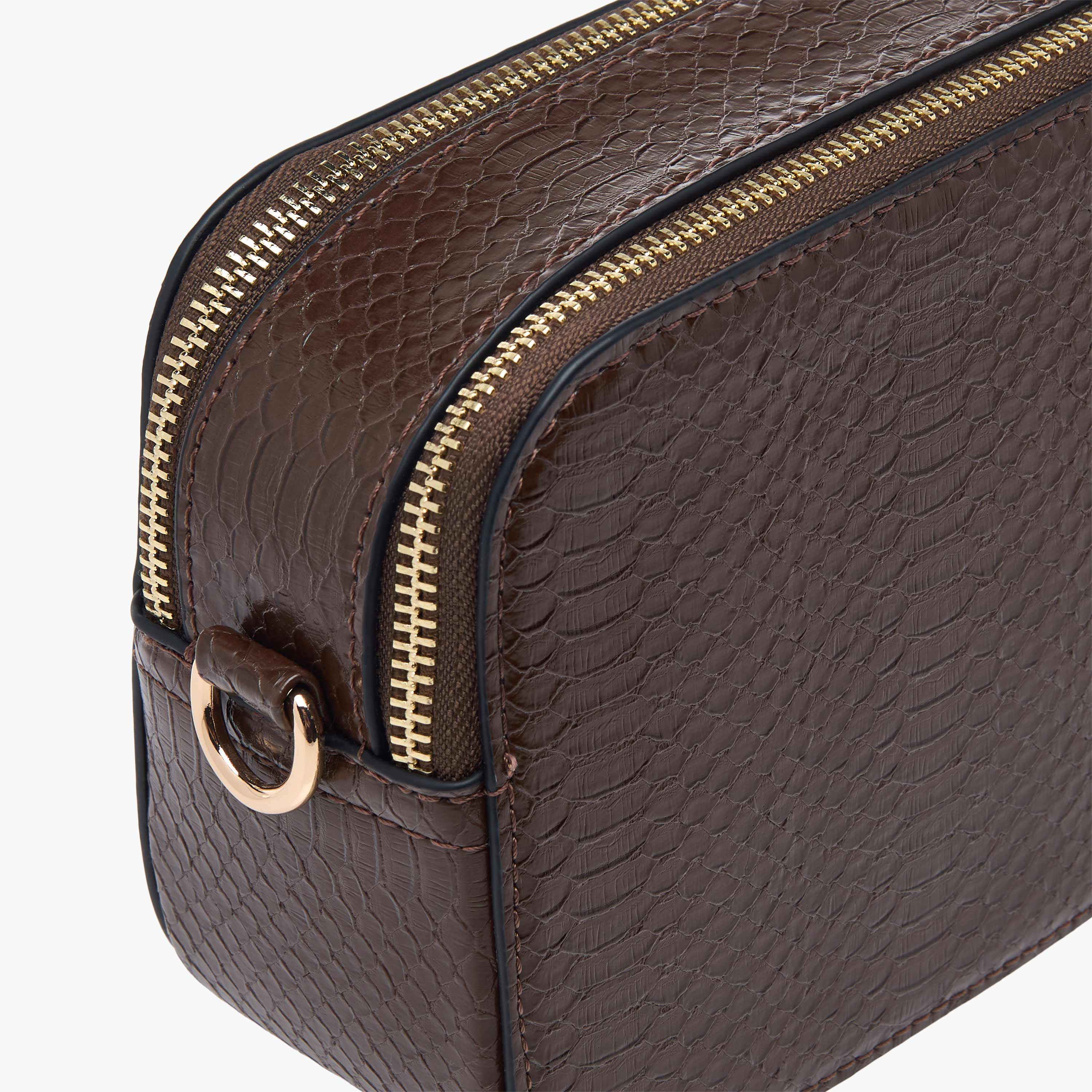 Paprika Textured Crossbody Bag with Chain Strap and Zip Closure-women-bagsandwallets-handbags-image-5