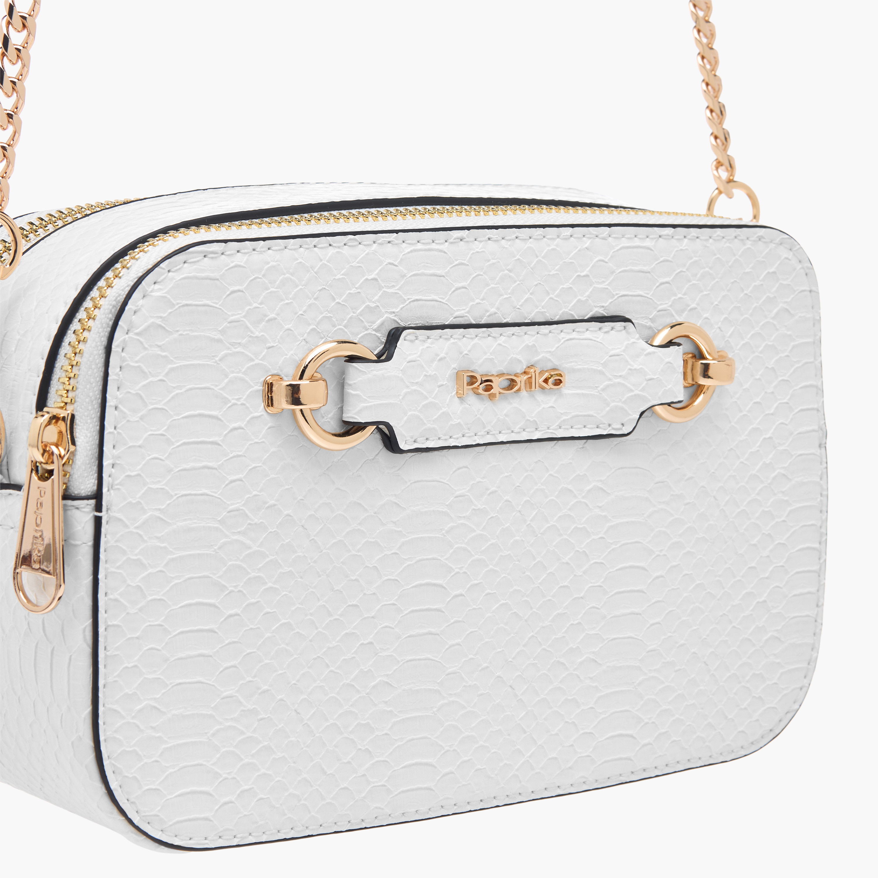 شنطة كروس بودي بارزة الملمس بحزام سلسلة وسحاب إغلاق من بابريكا-women-bagsandwallets-handbags-image-4