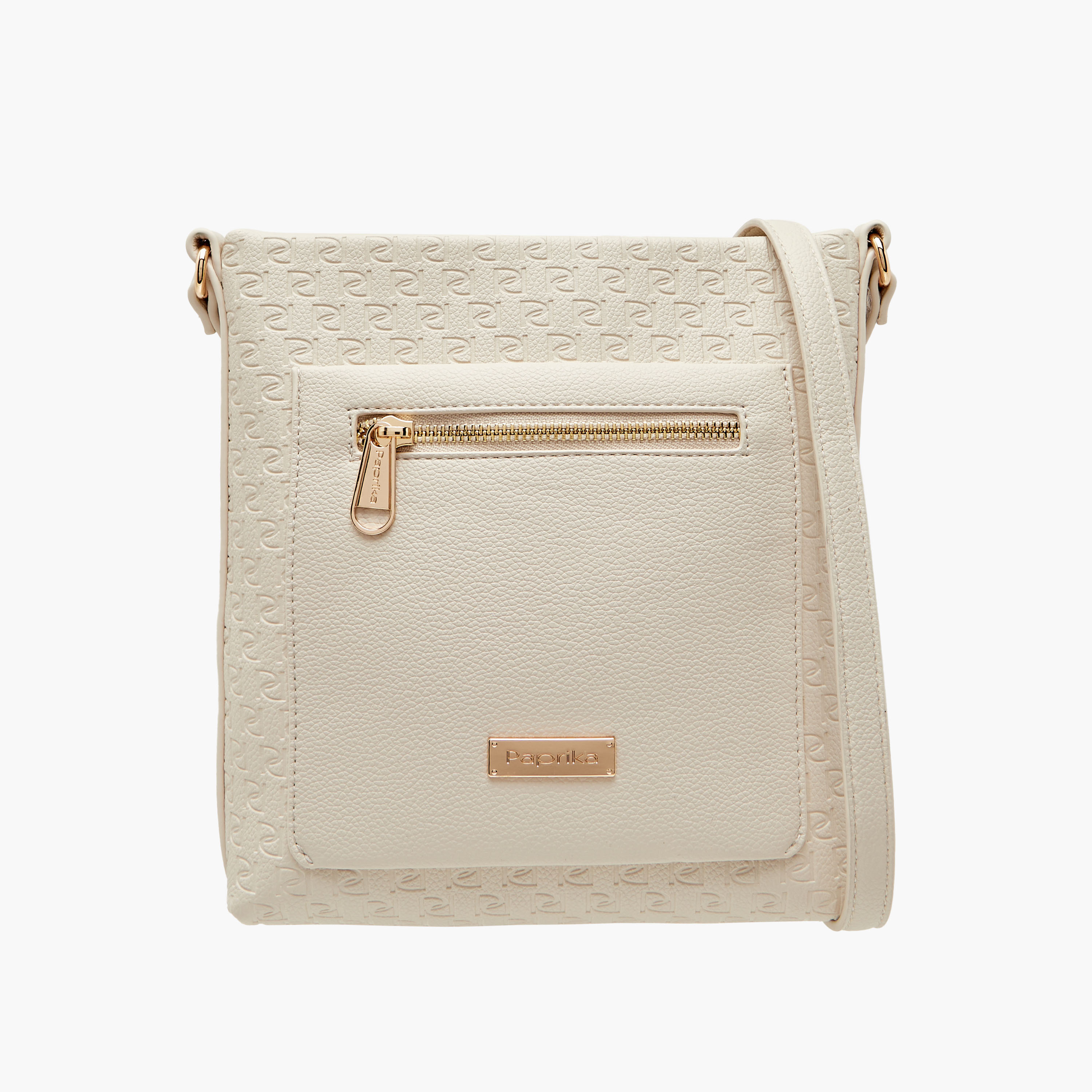 Paprika Monogram Embossed Crossbody Bag with Adjustable Strap-women-bagsandwallets-handbags-image-1