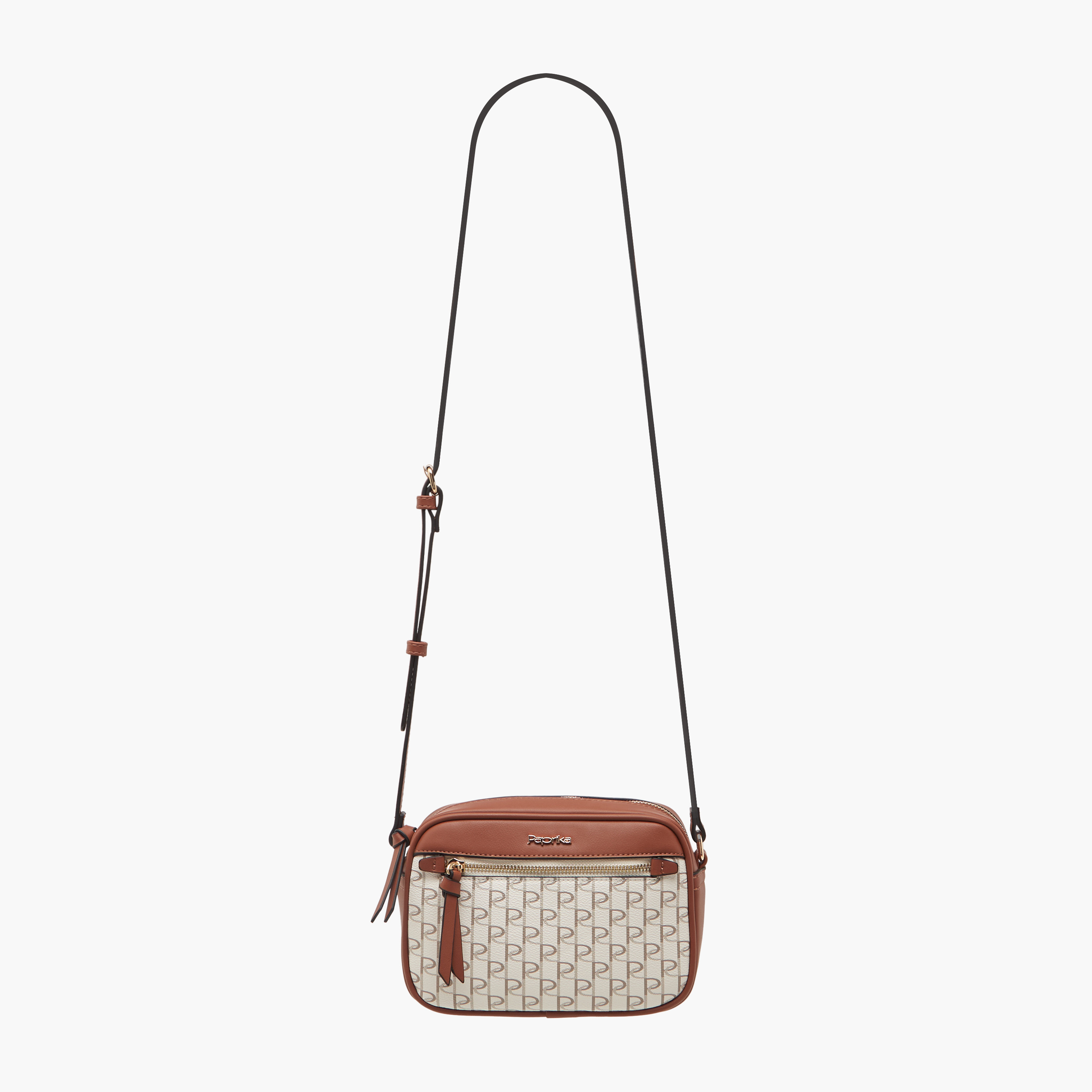 Paprika Monogram Print Crossbody Bag with Adjustable Strap-women-bagsandwallets-handbags-image-2