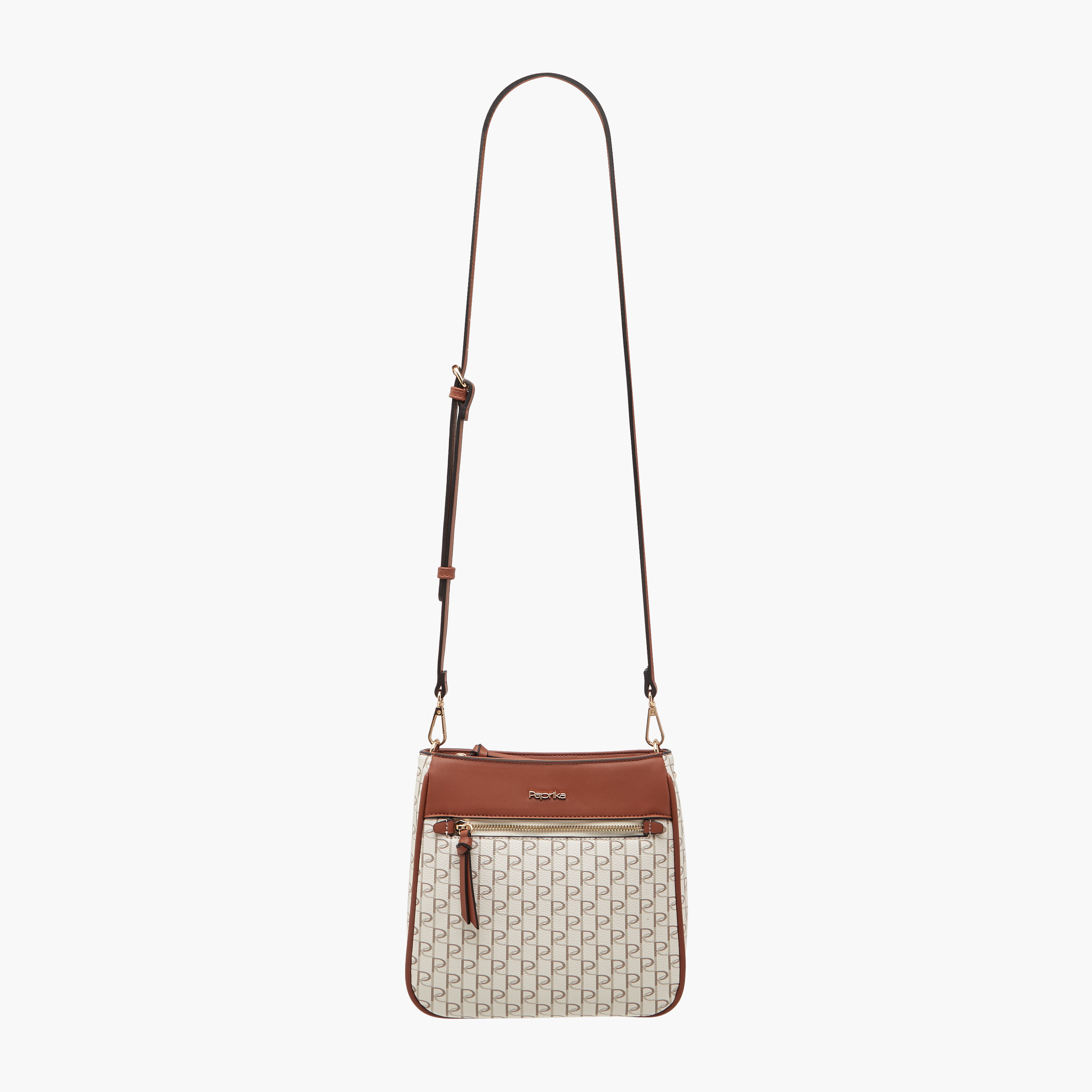 Paprika Monogram Print Crossbody Bag with Adjustable Strap-women-bagsandwallets-handbags-image-2