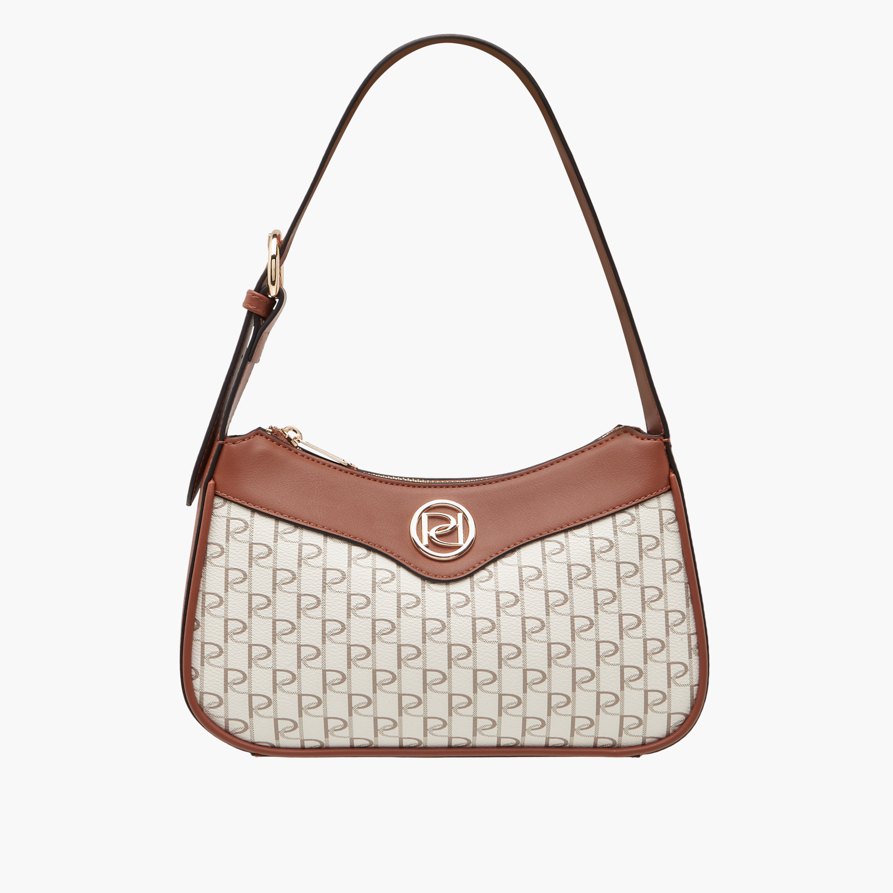 Paprika Monogram Print Shoulder Bag with Zip Closure-women-bagsandwallets-handbags-image-1