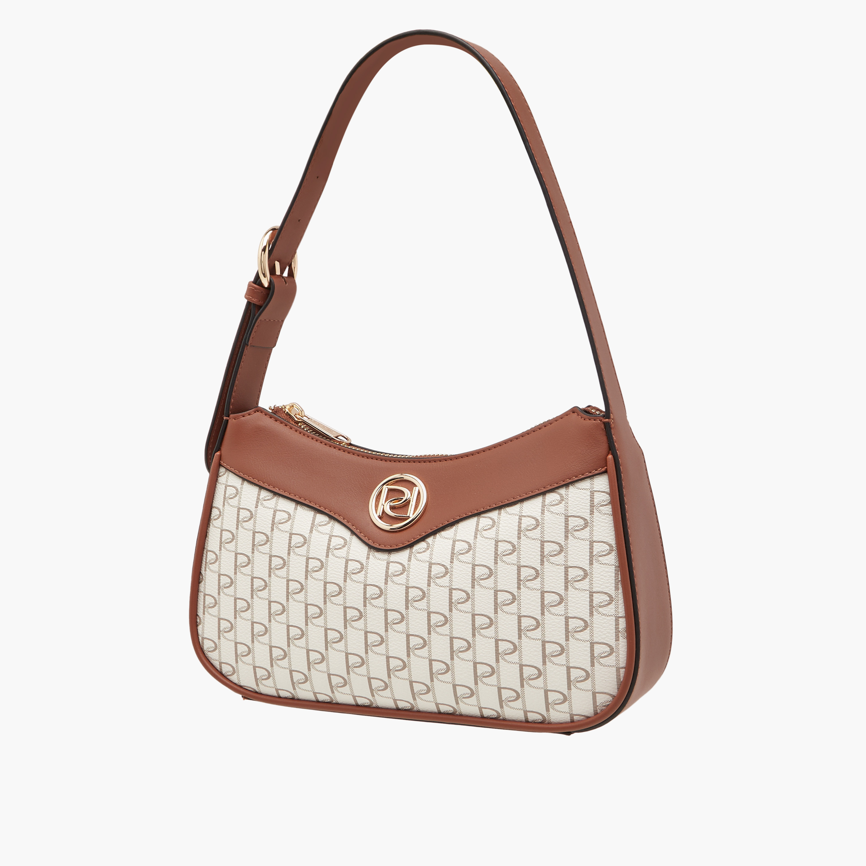 Paprika Monogram Print Shoulder Bag with Zip Closure-women-bagsandwallets-handbags-image-2