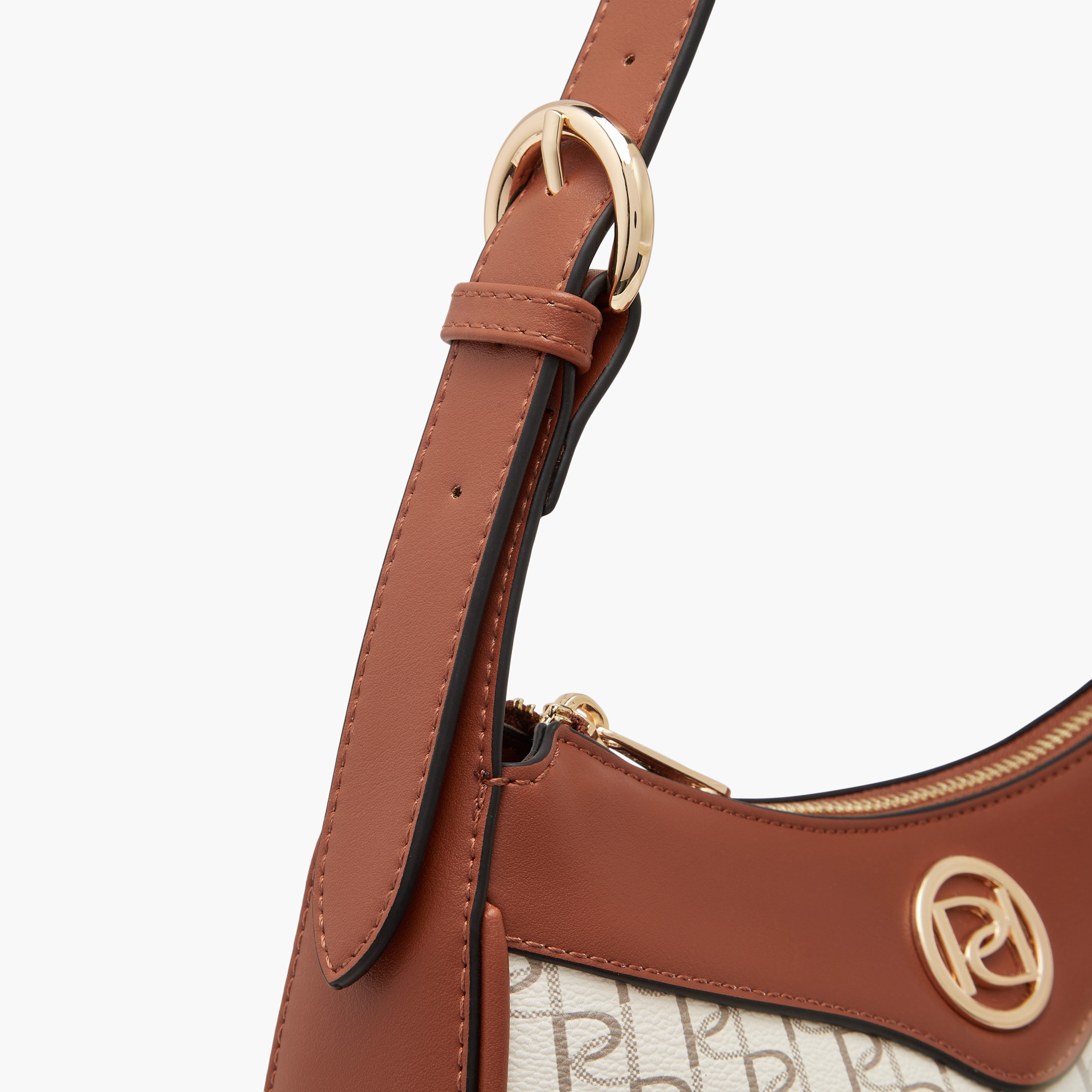 Paprika Monogram Print Shoulder Bag with Zip Closure-women-bagsandwallets-handbags-image-5