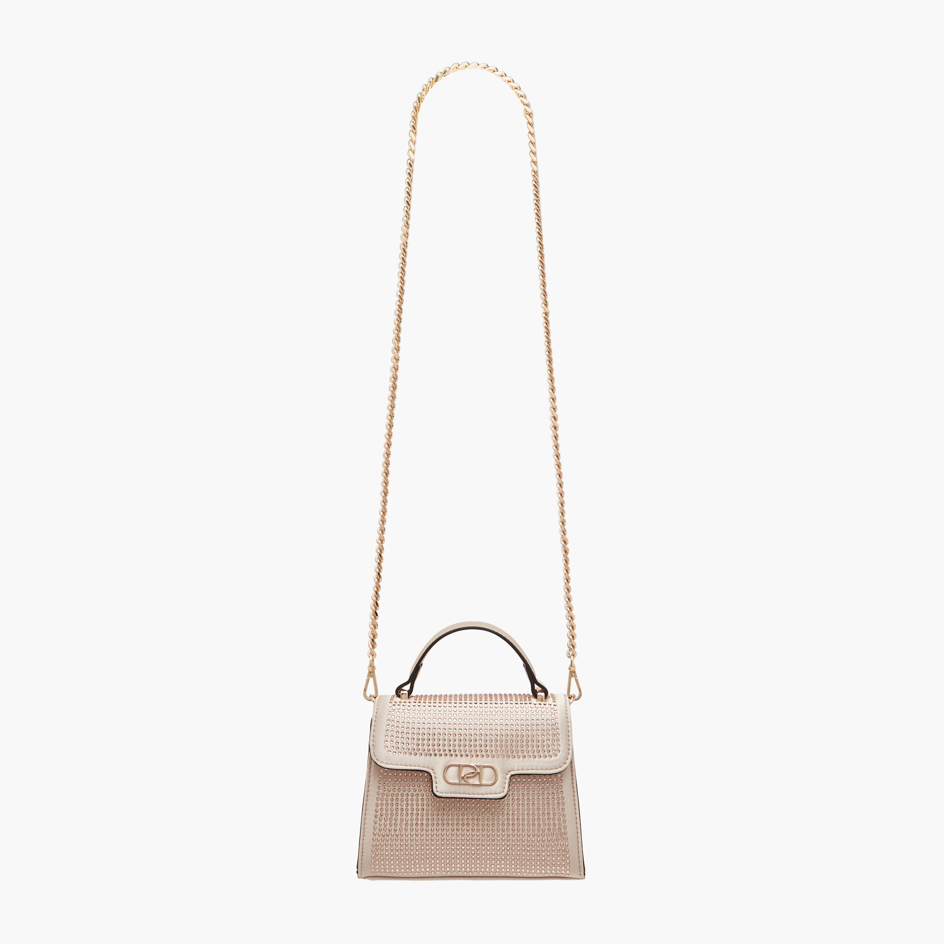 Paprika Embellished Satchel Bag with Detachable Chain Strap and Flap Closure-women-bagsandwallets-handbags-image-2